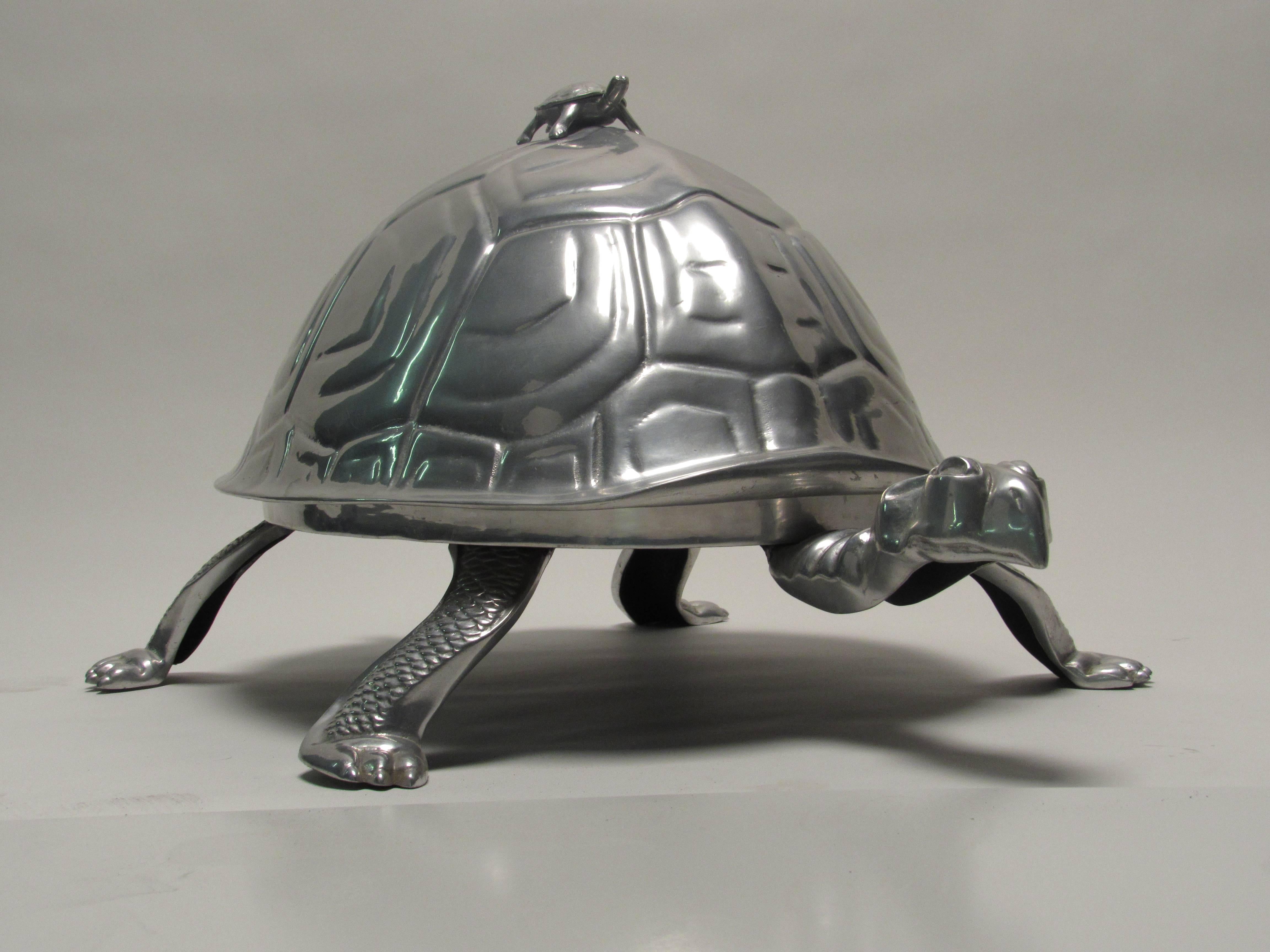 Mid-Century Modern Arthur Court Cast Aluminum Turtle Meat Dome USA  For Sale