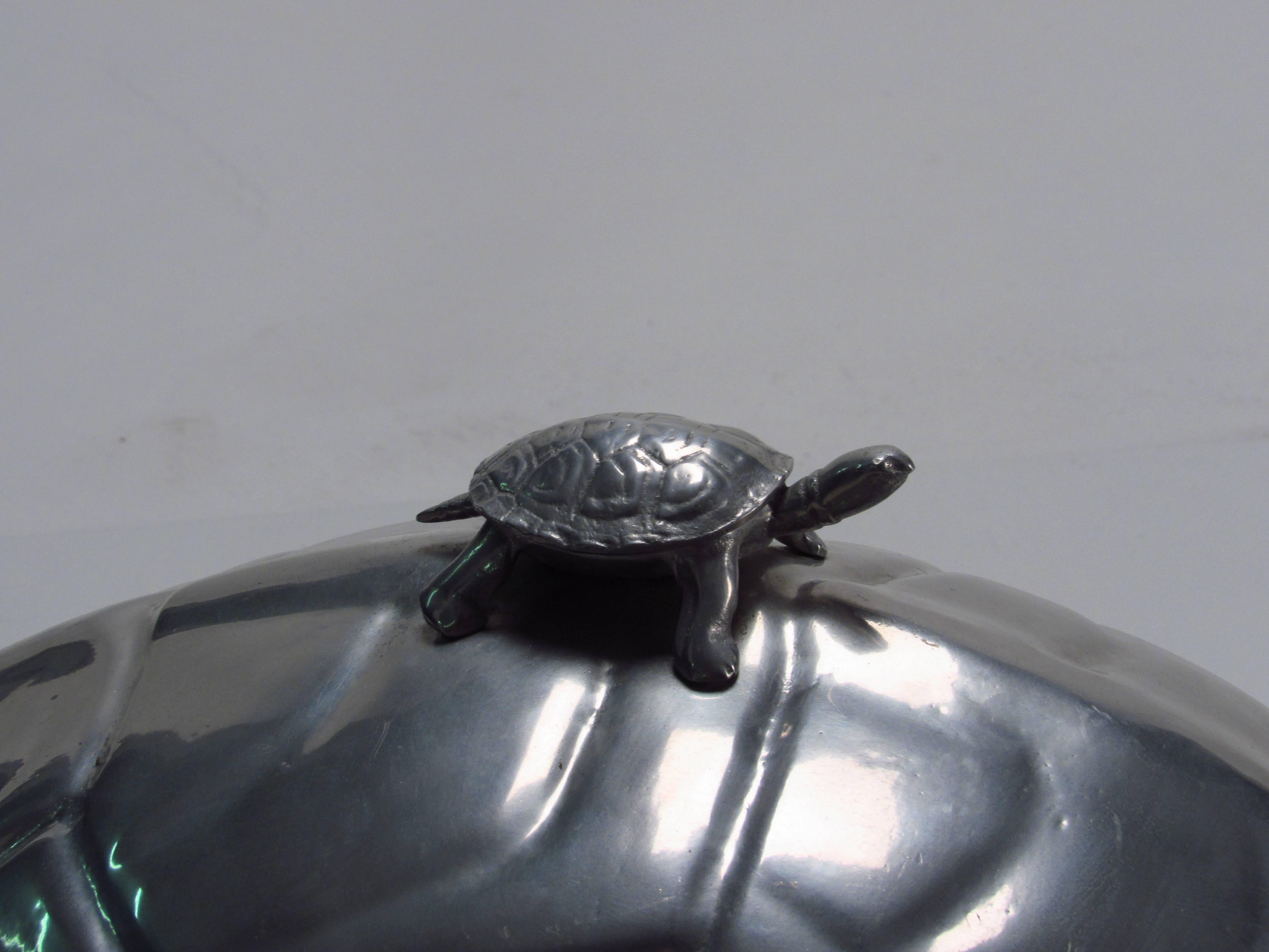 20th Century Arthur Court Cast Aluminum Turtle Meat Dome USA  For Sale