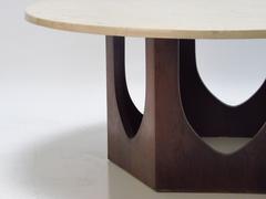 Harvey Probber Travertine and Walnut Mid-Century Modern Coffee Table, 1960s