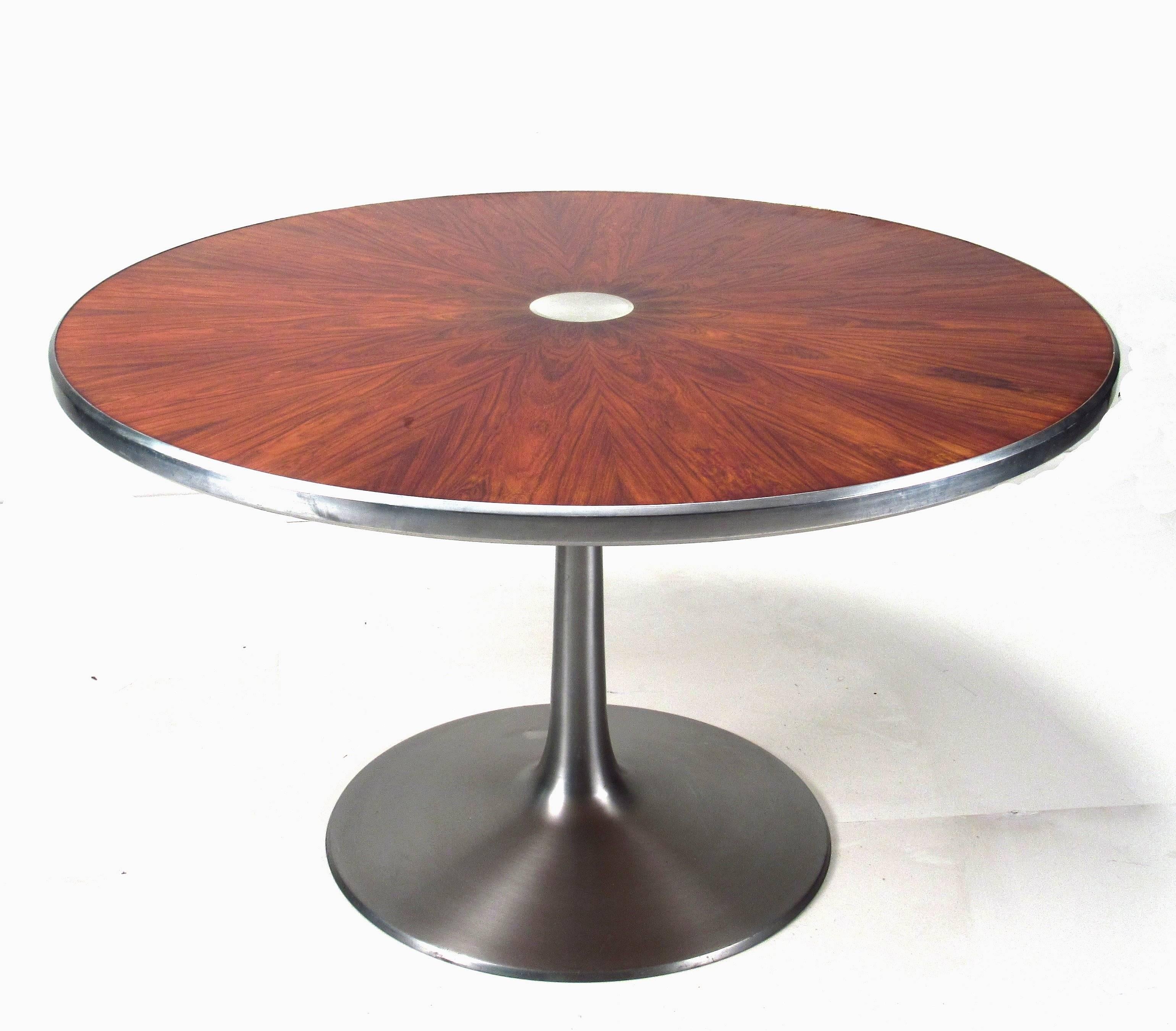 20th Century Poul Cadovius Rosewood and Aluminum Pedestal Table, circa 1970