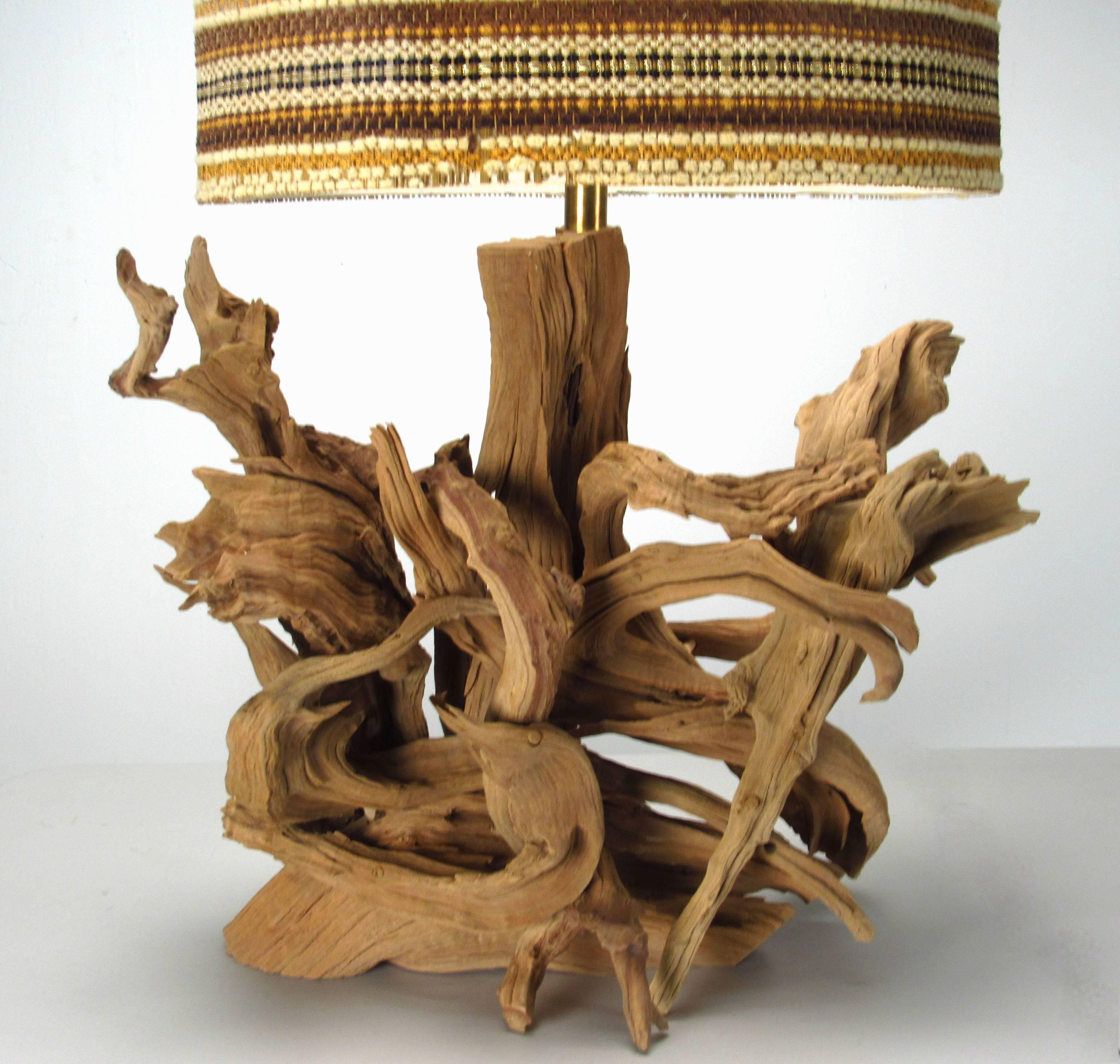 Large Driftwood Lamp with Maria Kipp Shade, 1950s.  Rewired. 

