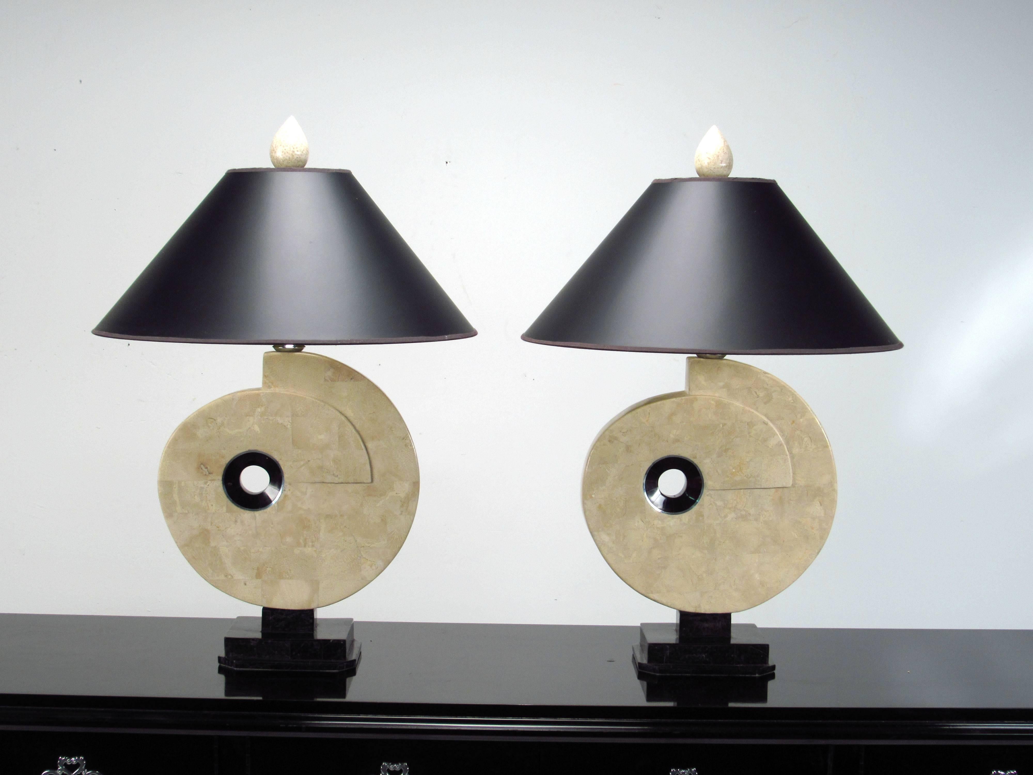 Modern 1980s Stone Nautilus Shell Lamps  For Sale 3