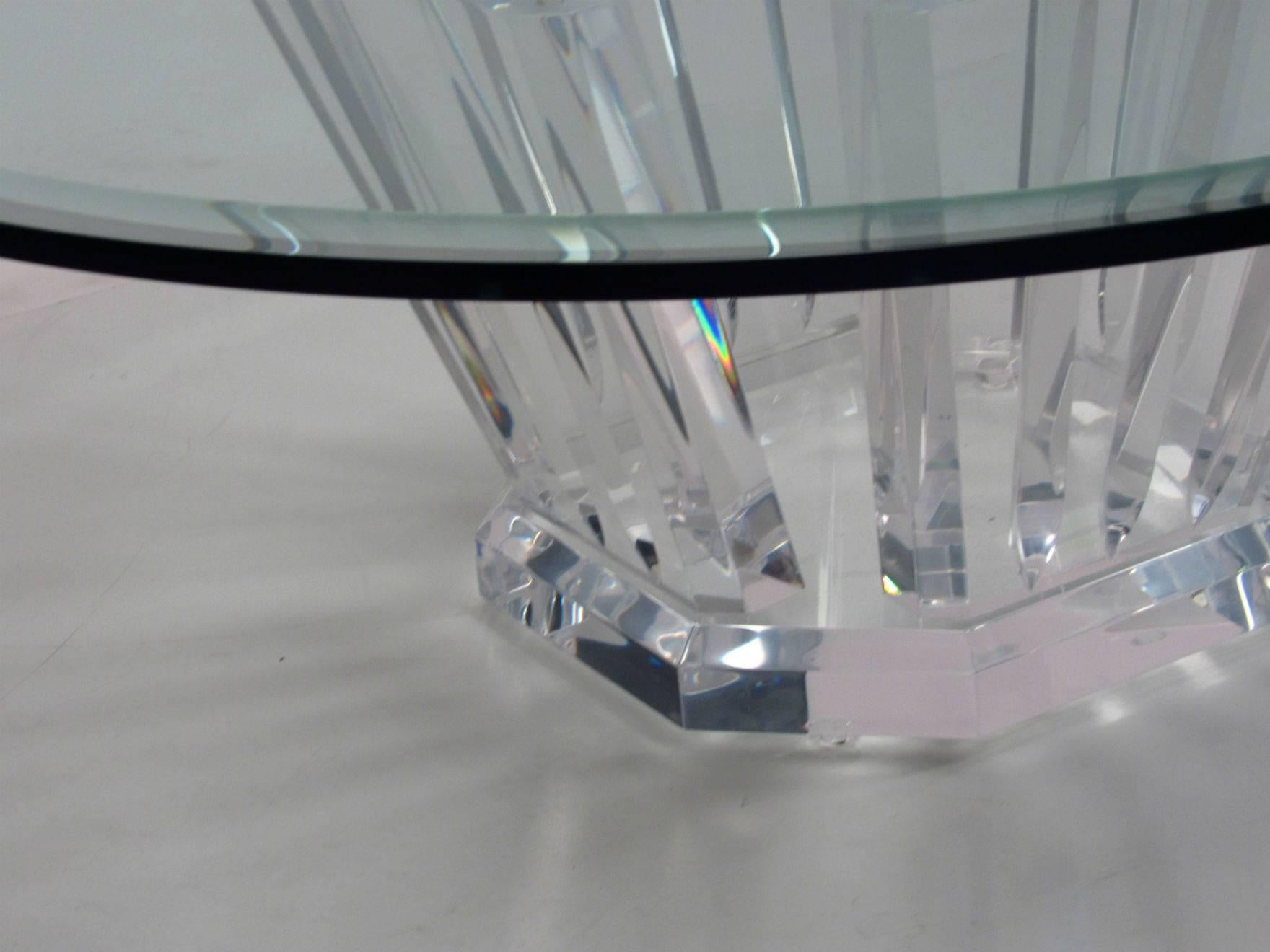 Jeffrey Bigelow Lucite Coffee Table, circa 1970s.  

Glass top is 38