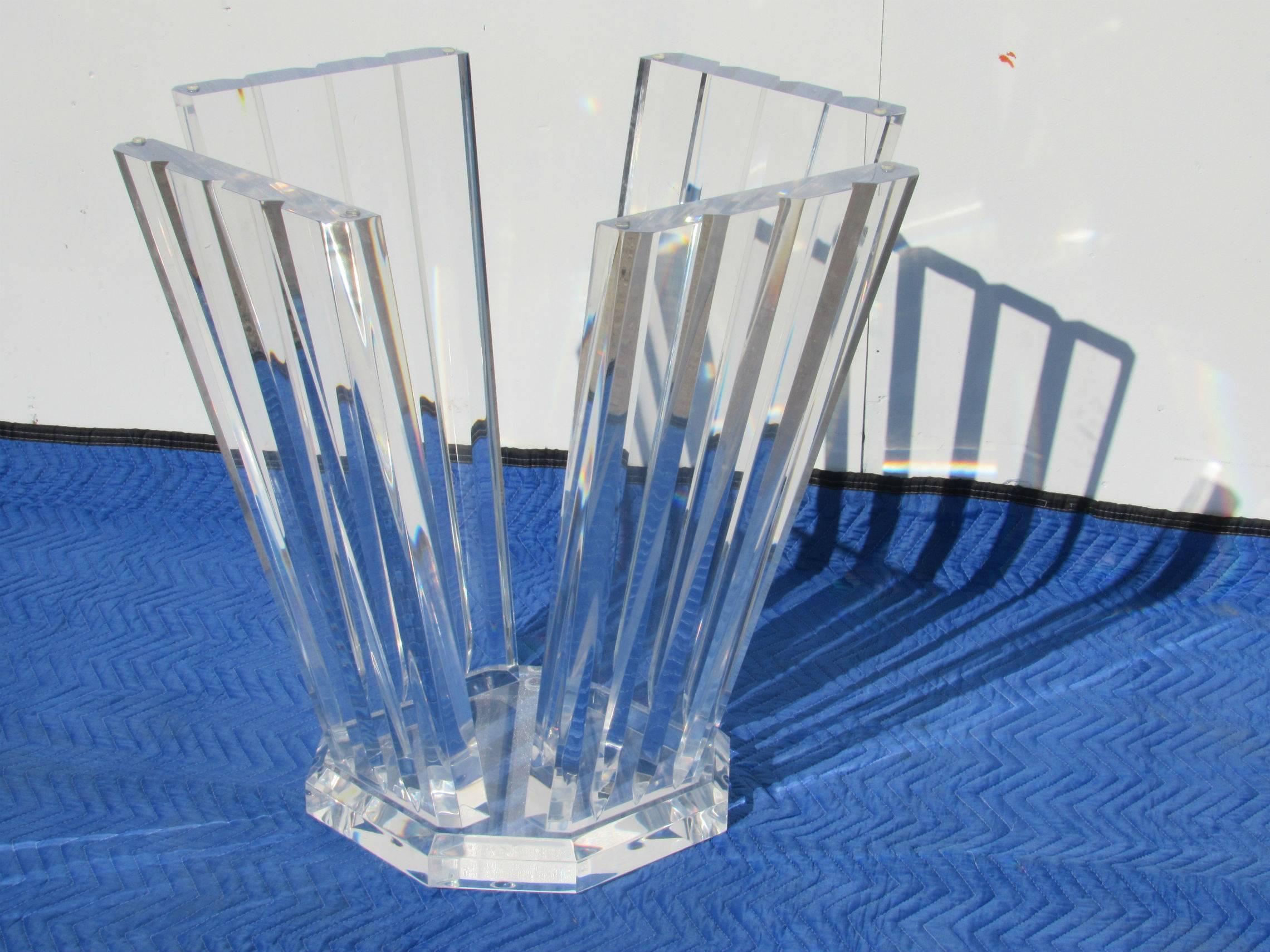 20th Century Two Sculptural Lucite Table Bases Jeffrey Bigelow, 1970s