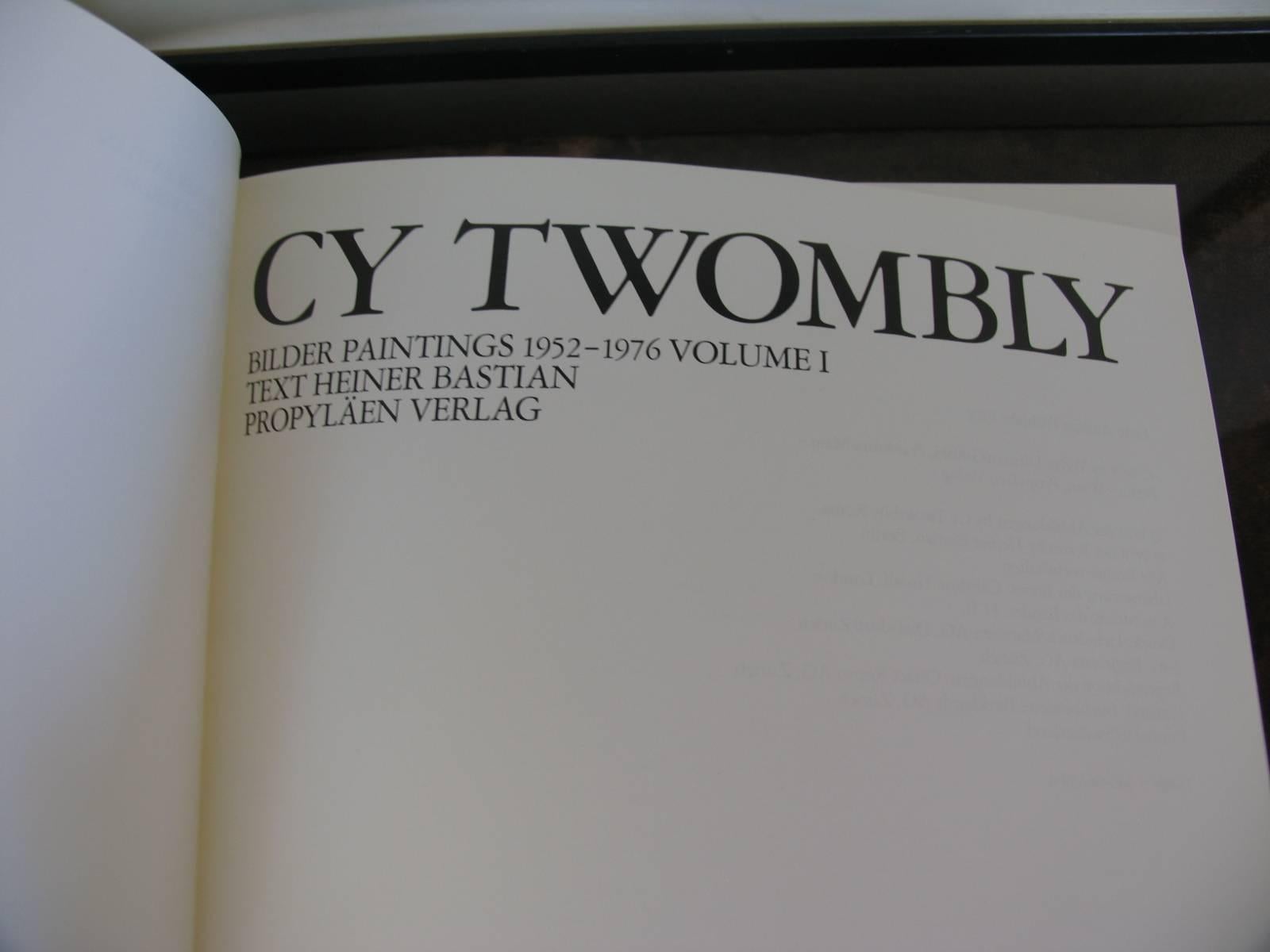 Cy Twombly, Bilder Paintings 1952-1976, Volume 1, First Edition, 1978
Frankfurt: Propylaen Verlag, 1978. First Edition. Text in German by Heiner Bastian translated to English. Illustrated with 98 color plates, each thoroughly documented. Exceptional