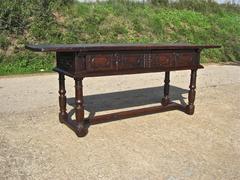 Early to Mid-17th Century Carved Two-Drawer Library Table, Walnut