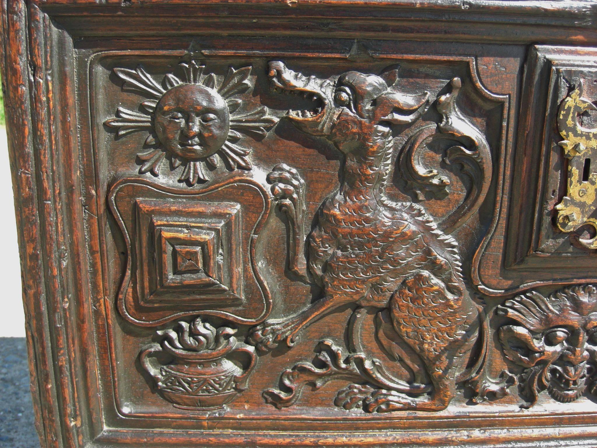 Renaissance Early 16th Century Spanish Plateresque Chest, Cedar with Boxwood Inlay For Sale