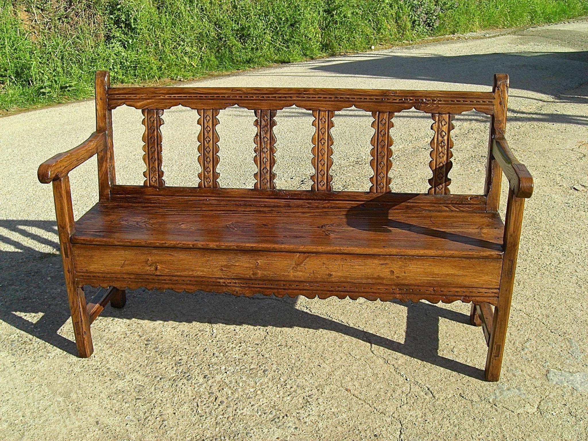 Rustic Matched Pair of Late 18th Century Pine and Elm Pyrenees Benches