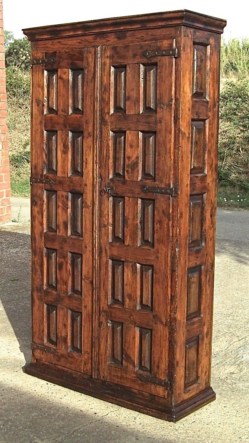 A lovely early 18th century mixed-wood pantry cabinet from the medieval market town of Najera located along the Camino de Santiago in northern Spain's Rioja wine region.

With a honey pine structure, carved oak panels, a solid walnut plank back