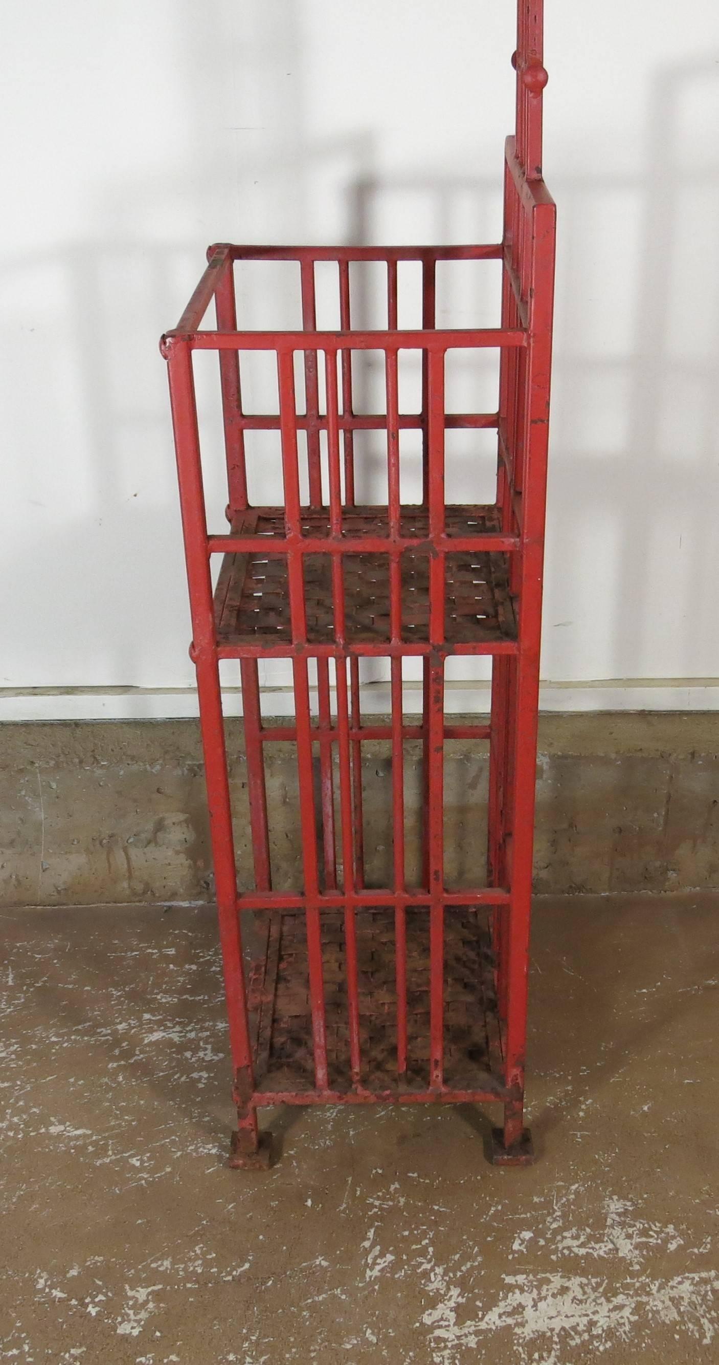 American Vintage Iron Industrial Factory Stand Hall Tree Coat Rack For Sale