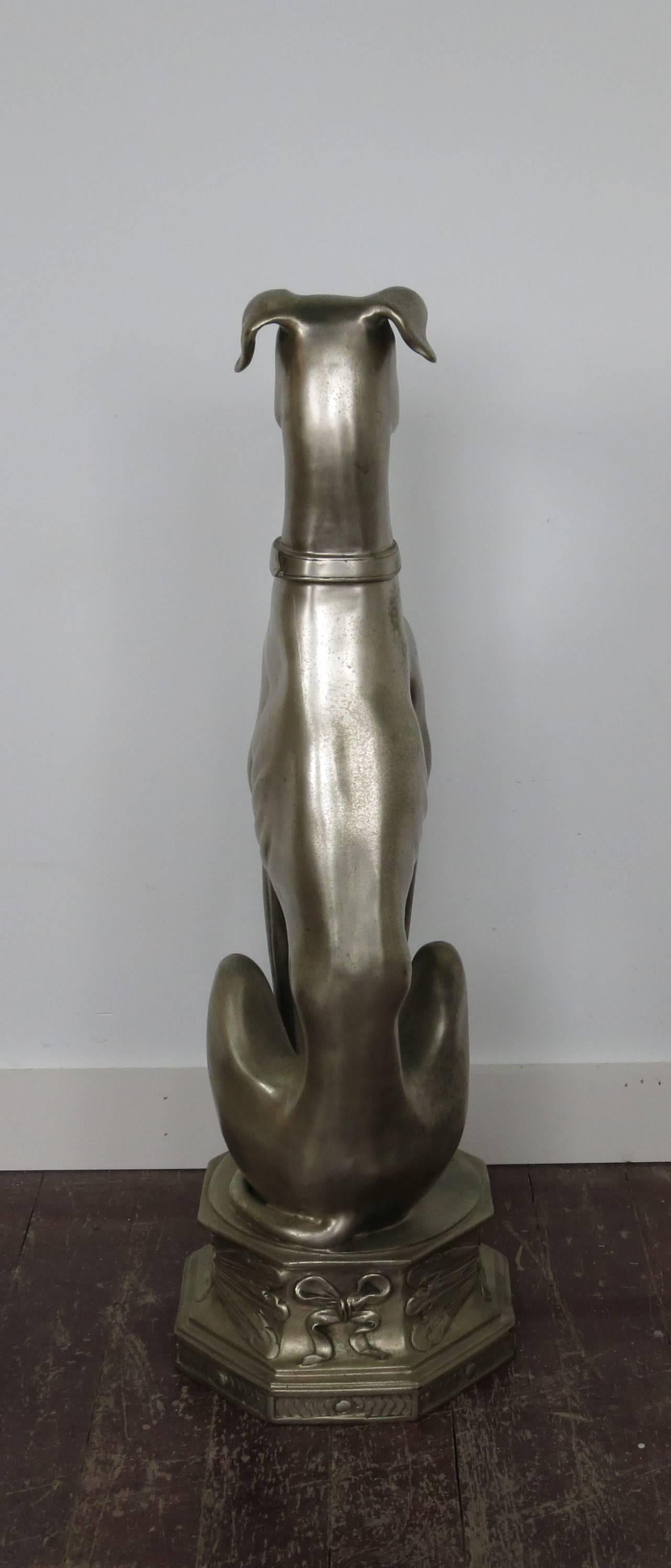 Art Deco Silvered Cast Bronze Whippet