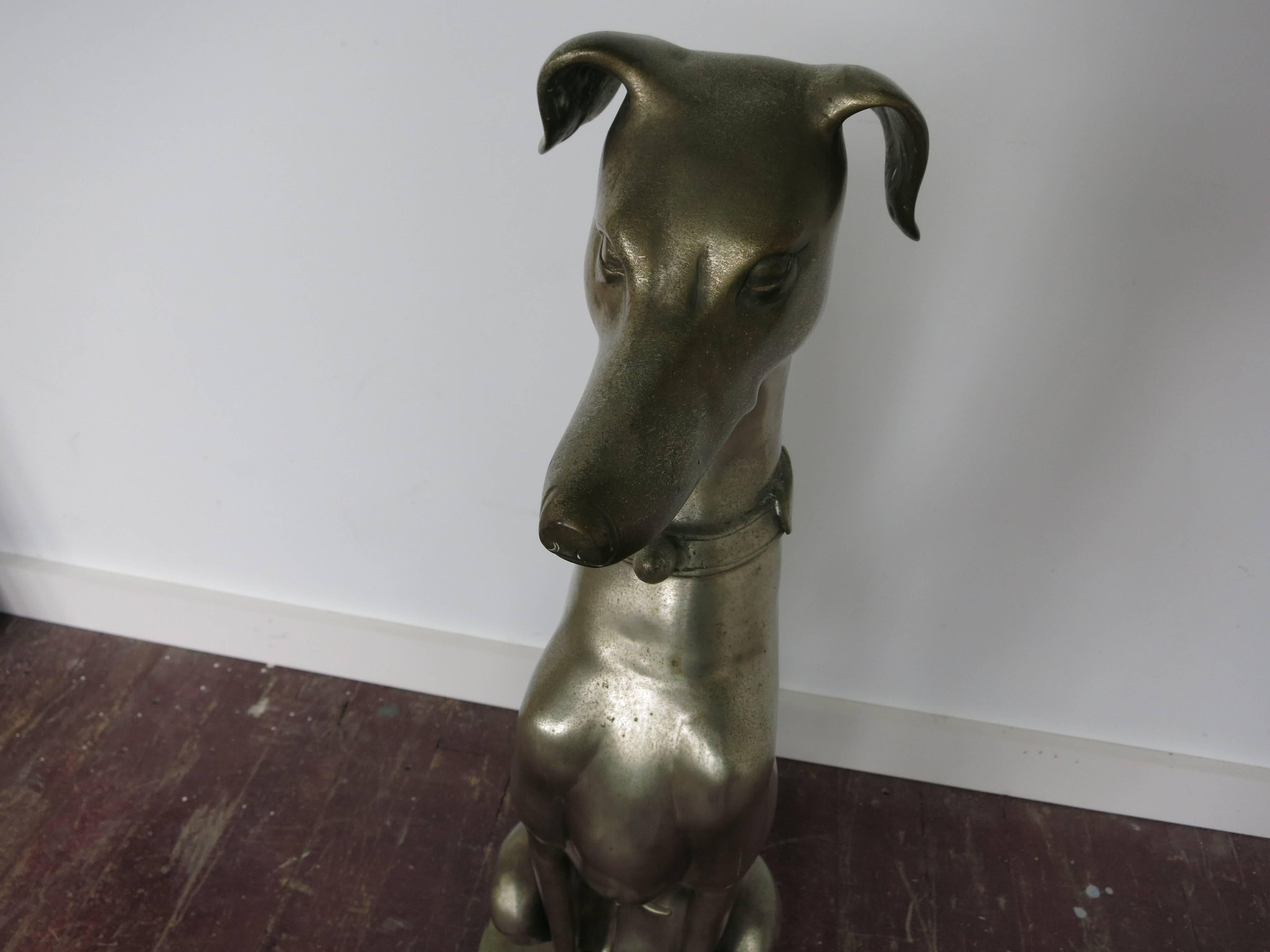 Early 20th Century Silvered Cast Bronze Whippet