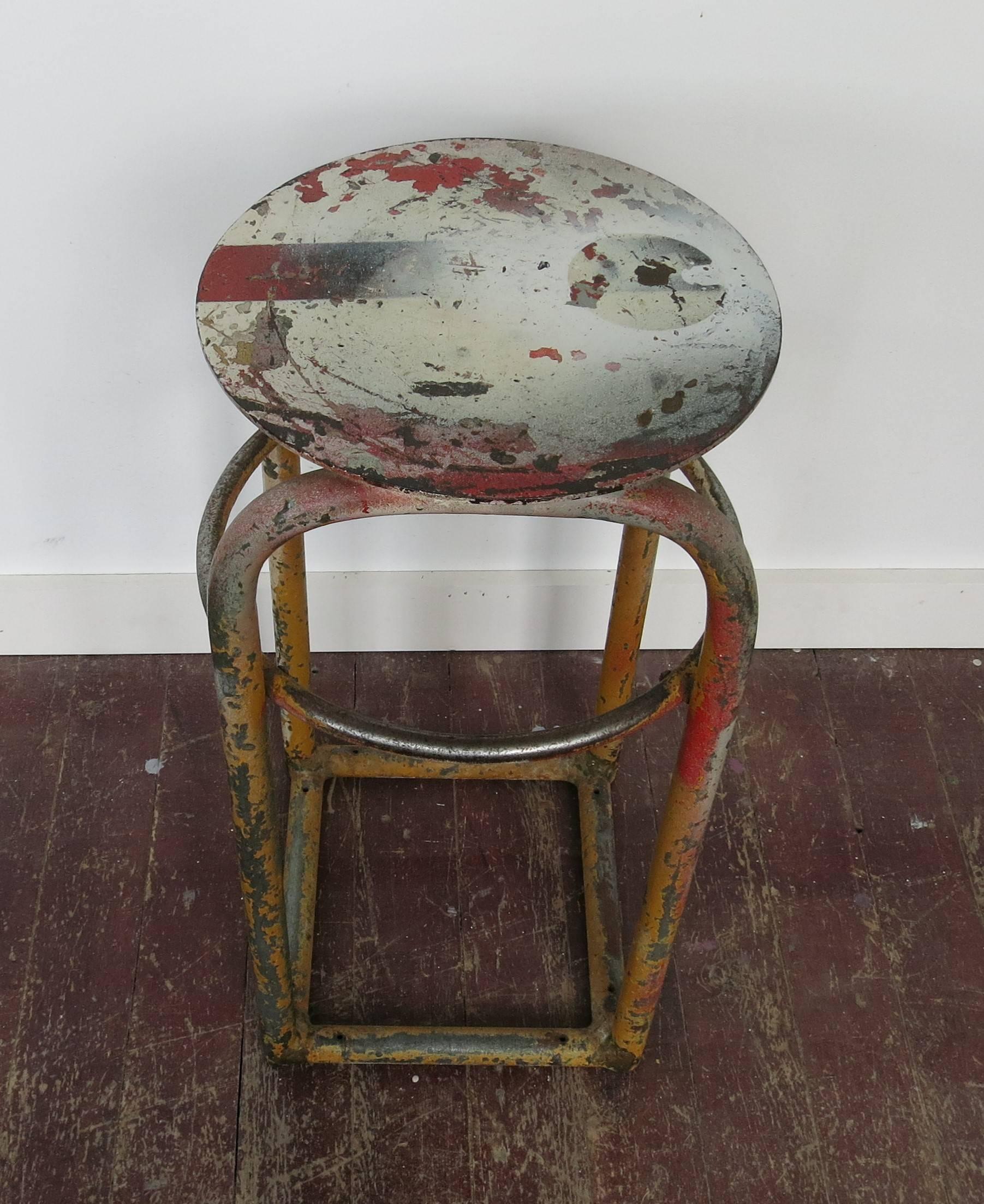 vintage metal shop stool