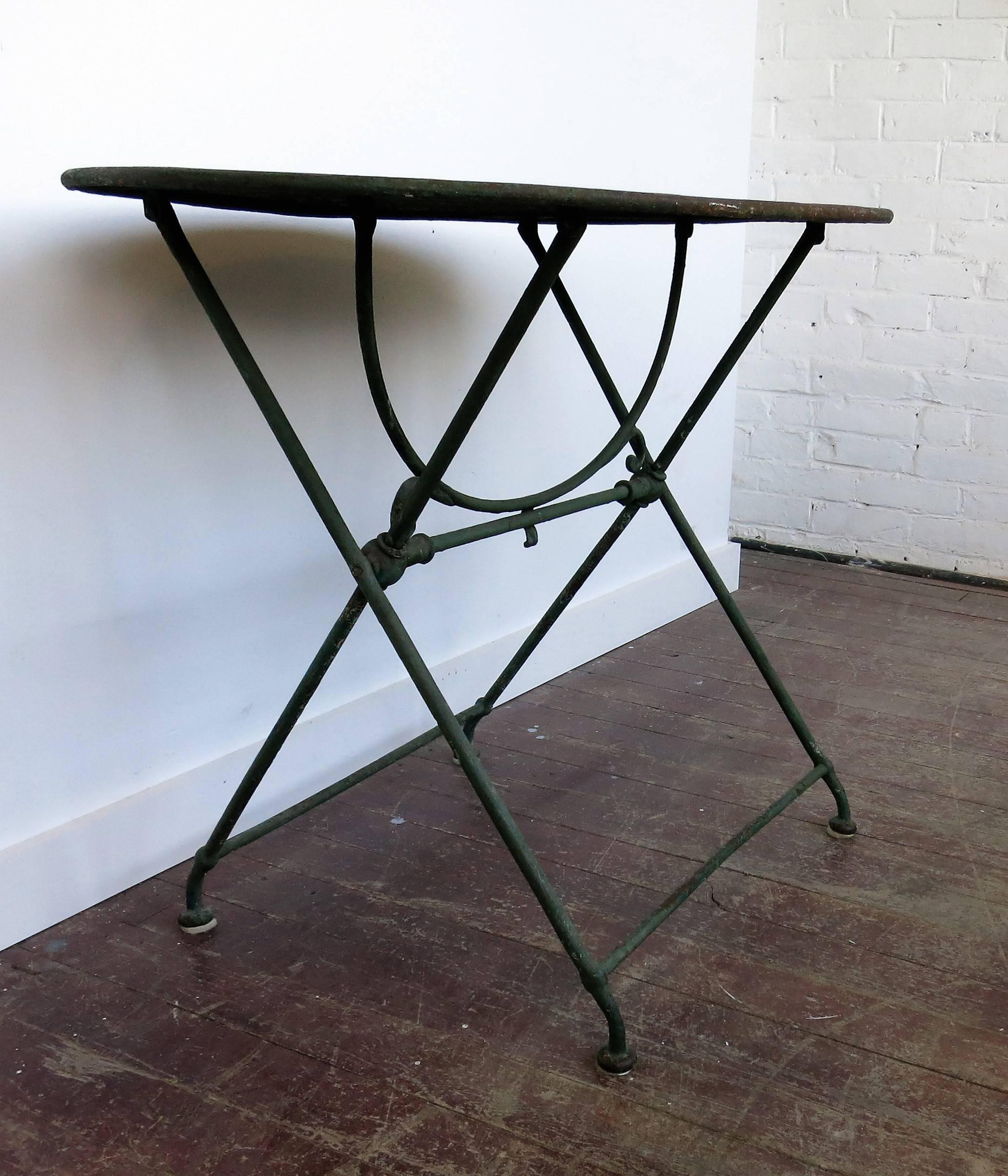 French Iron Folding Table, circa 1900 In Distressed Condition For Sale In Newtown, CT