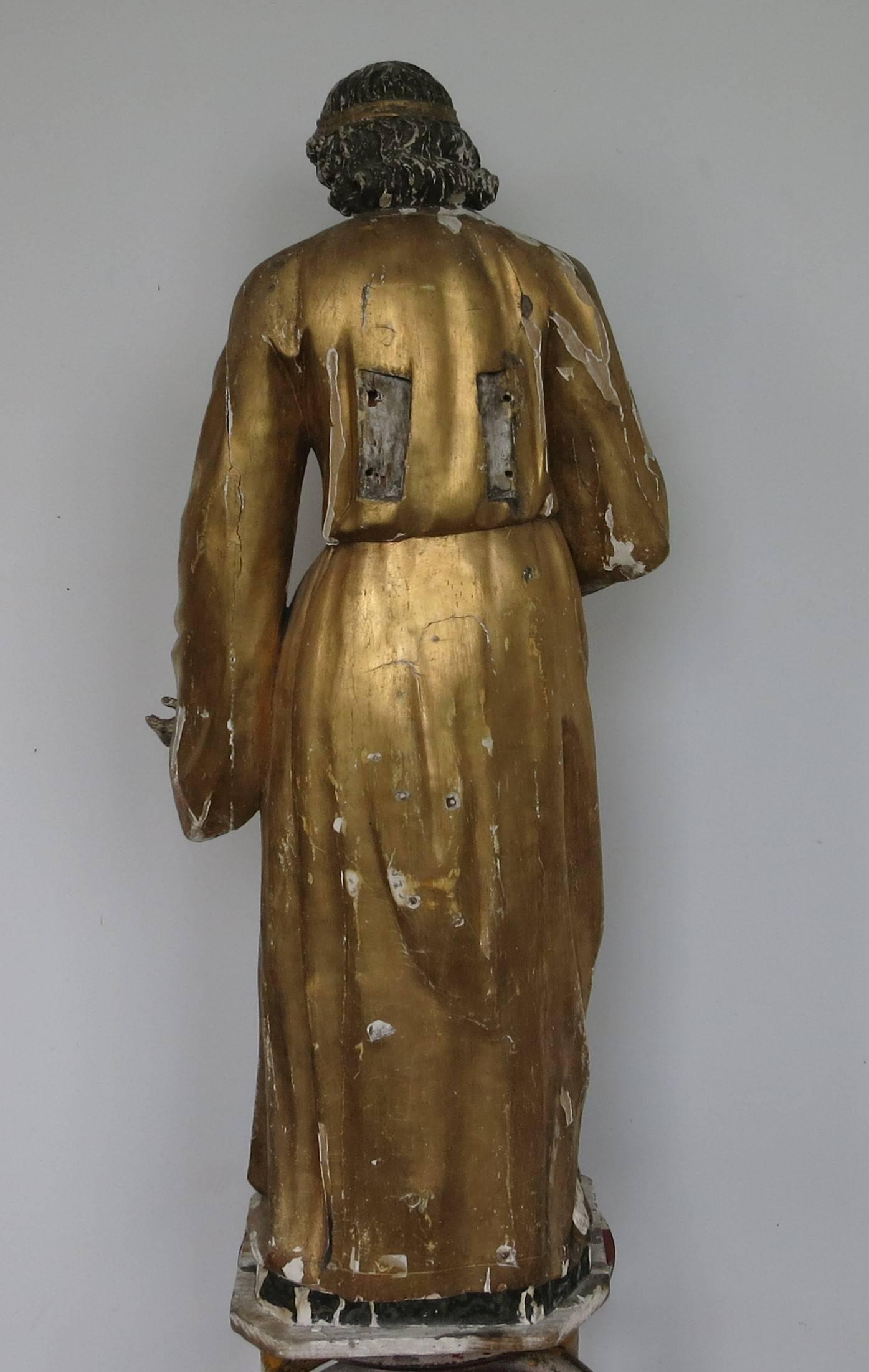 Carved and Gilded European Statue, 19th Century For Sale 1
