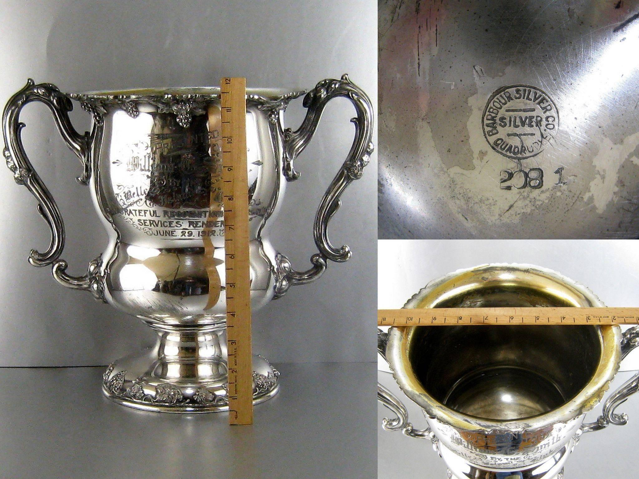 Silver Plate Trophy Wine Cooler In Good Condition In Newtown, CT