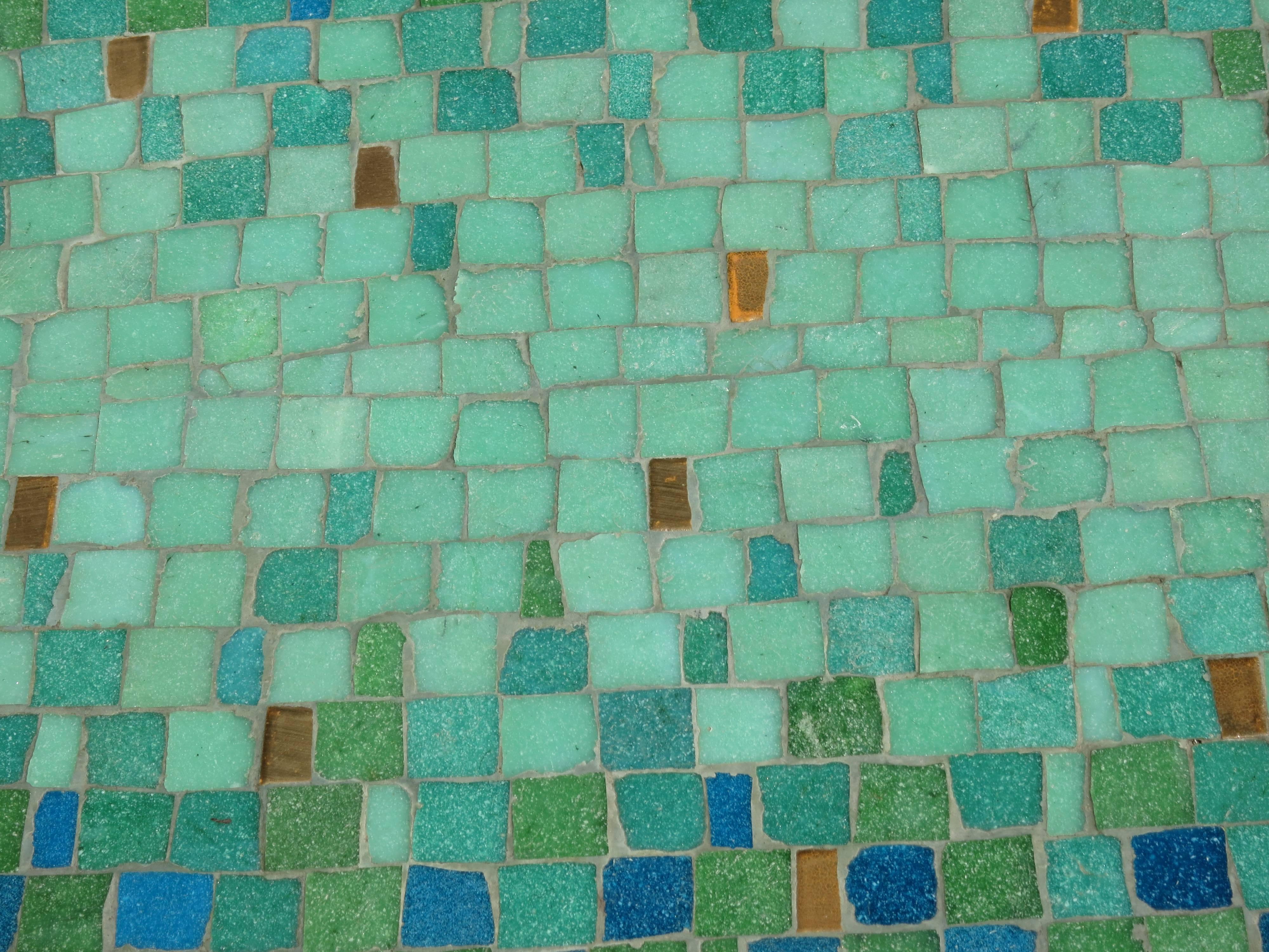 Mid-20th Century Pair of Italian Mid-Century Mosaic Glass Tile Top and Brass Tables