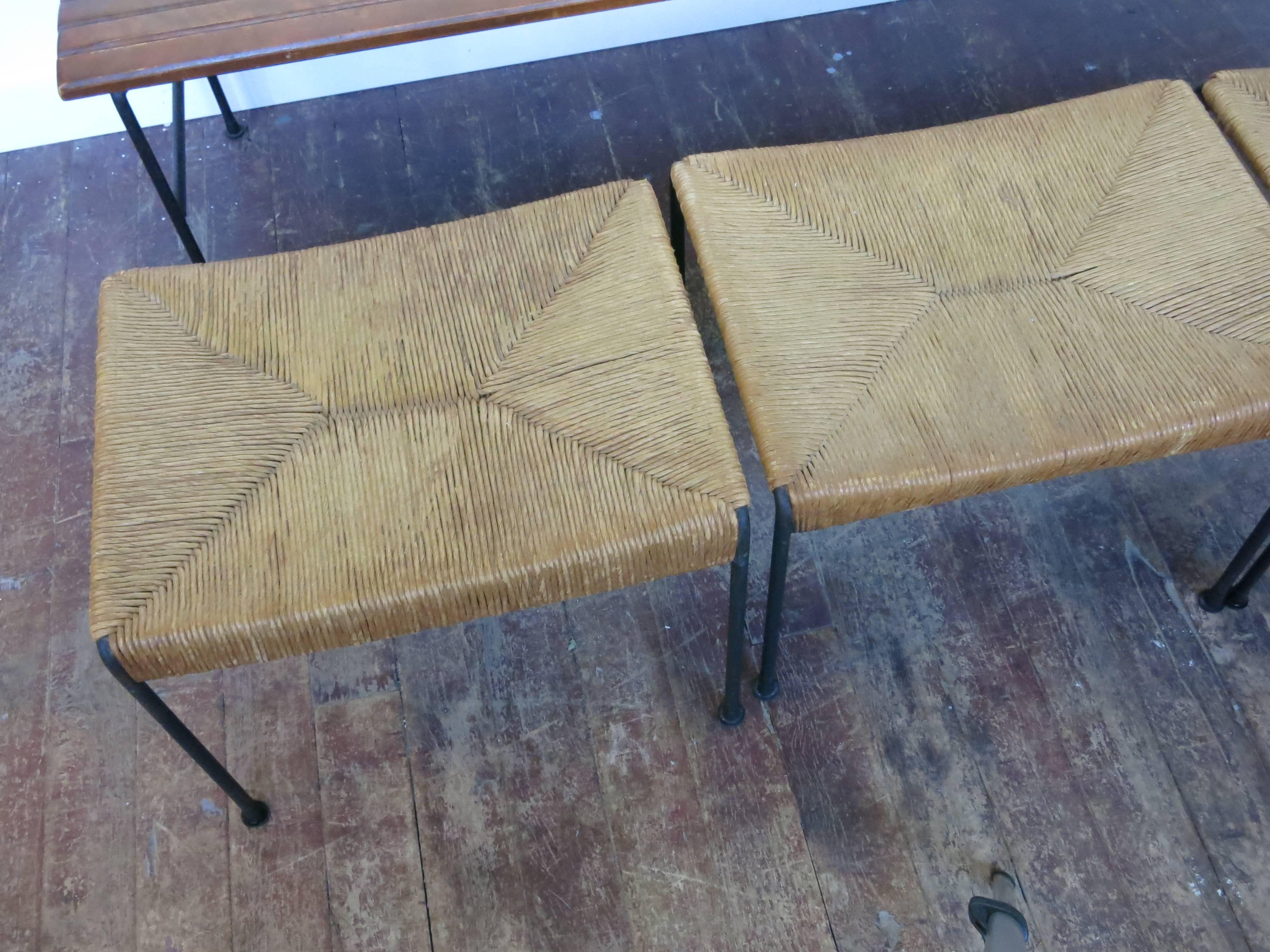 Mid-Century Modern Arthur Umanoff Maple Bench and Set of Nesting Stools for Raymor For Sale