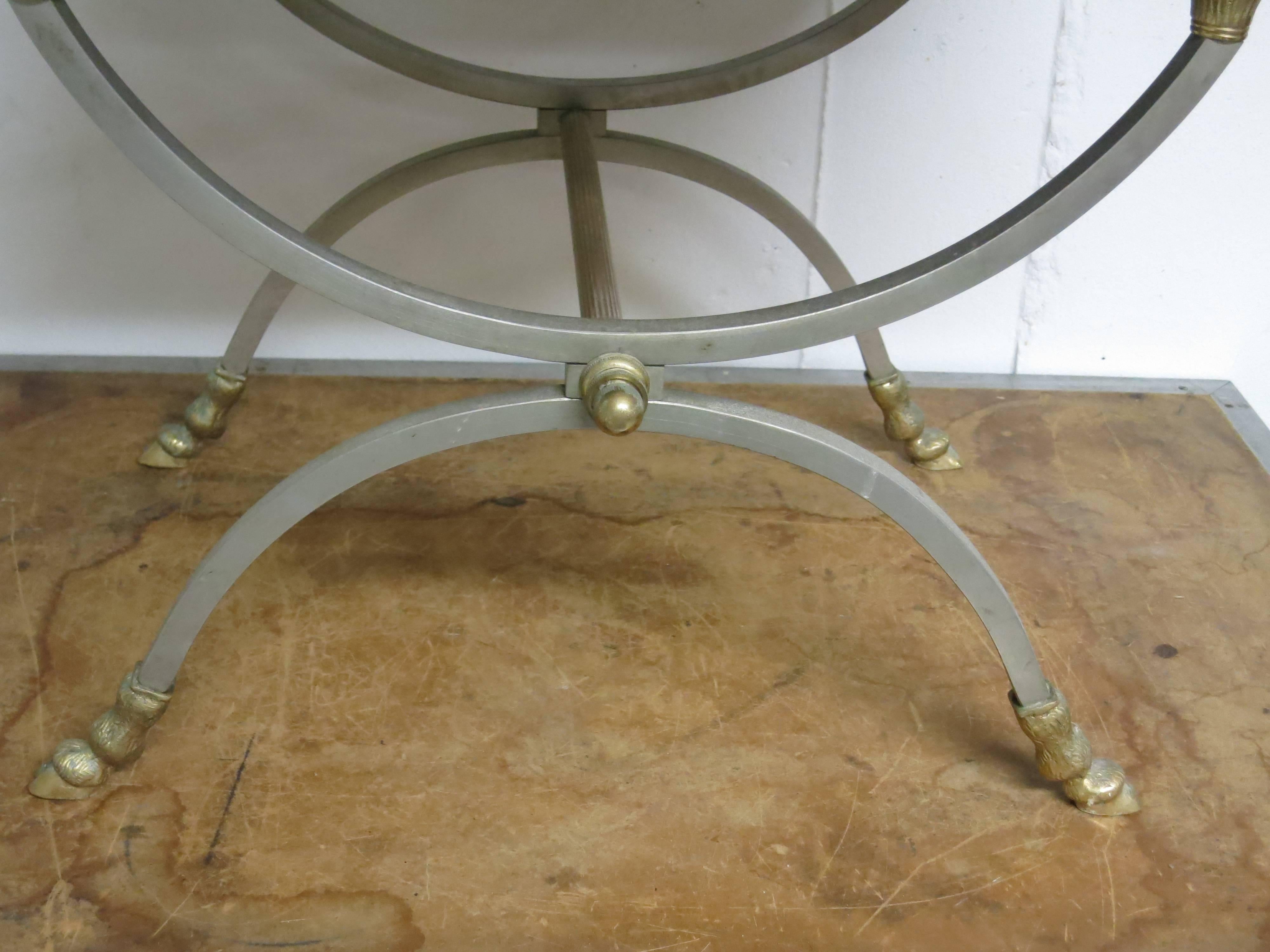 Neoclassical Vintage Italian Brass and Chrome Bench or Stool For Sale