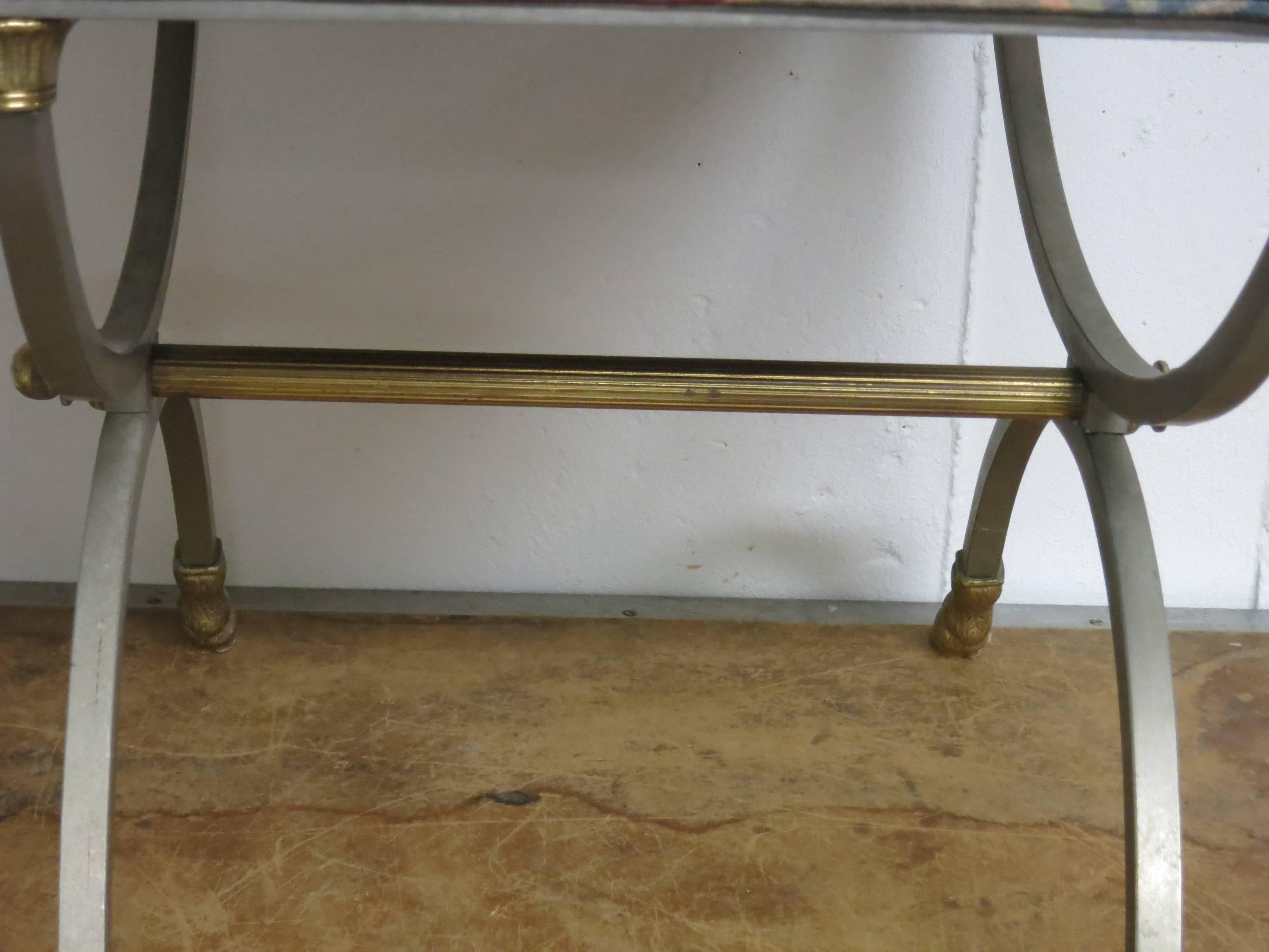 Late 20th Century Vintage Italian Brass and Chrome Bench or Stool For Sale