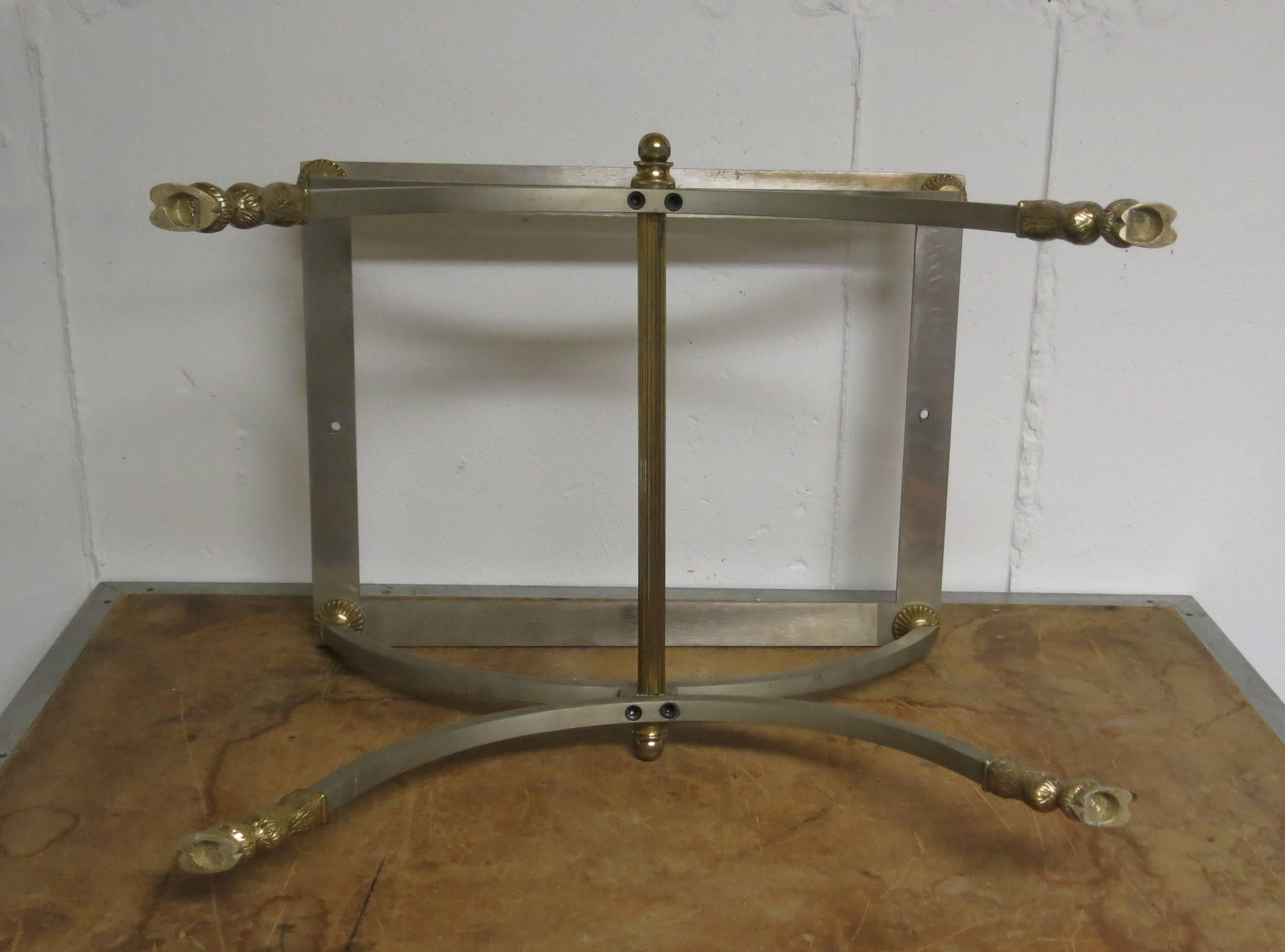 Vintage Italian Brass and Chrome Bench or Stool For Sale 3