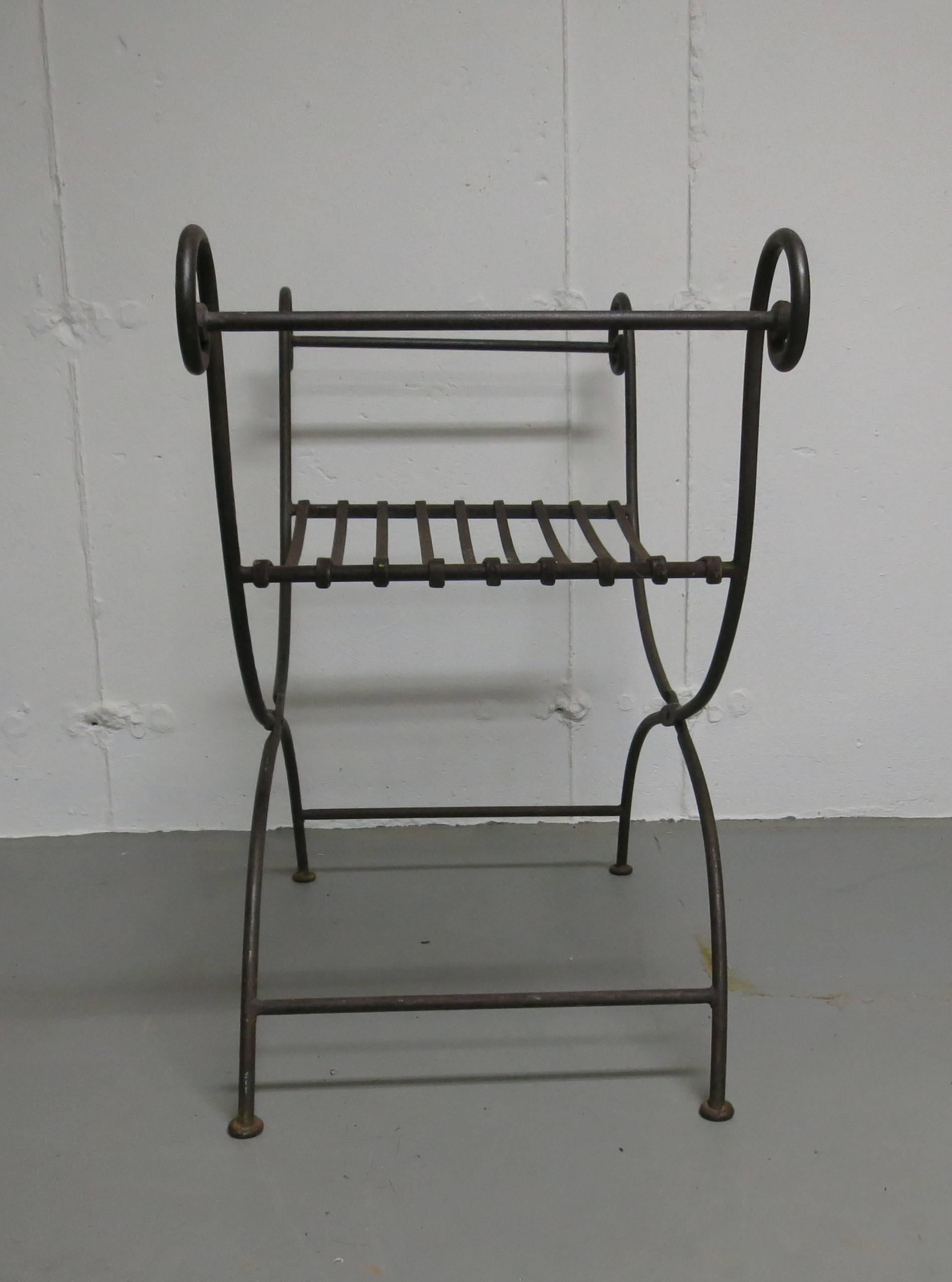 Vintage Iron Folding Bench In Good Condition For Sale In Newtown, CT