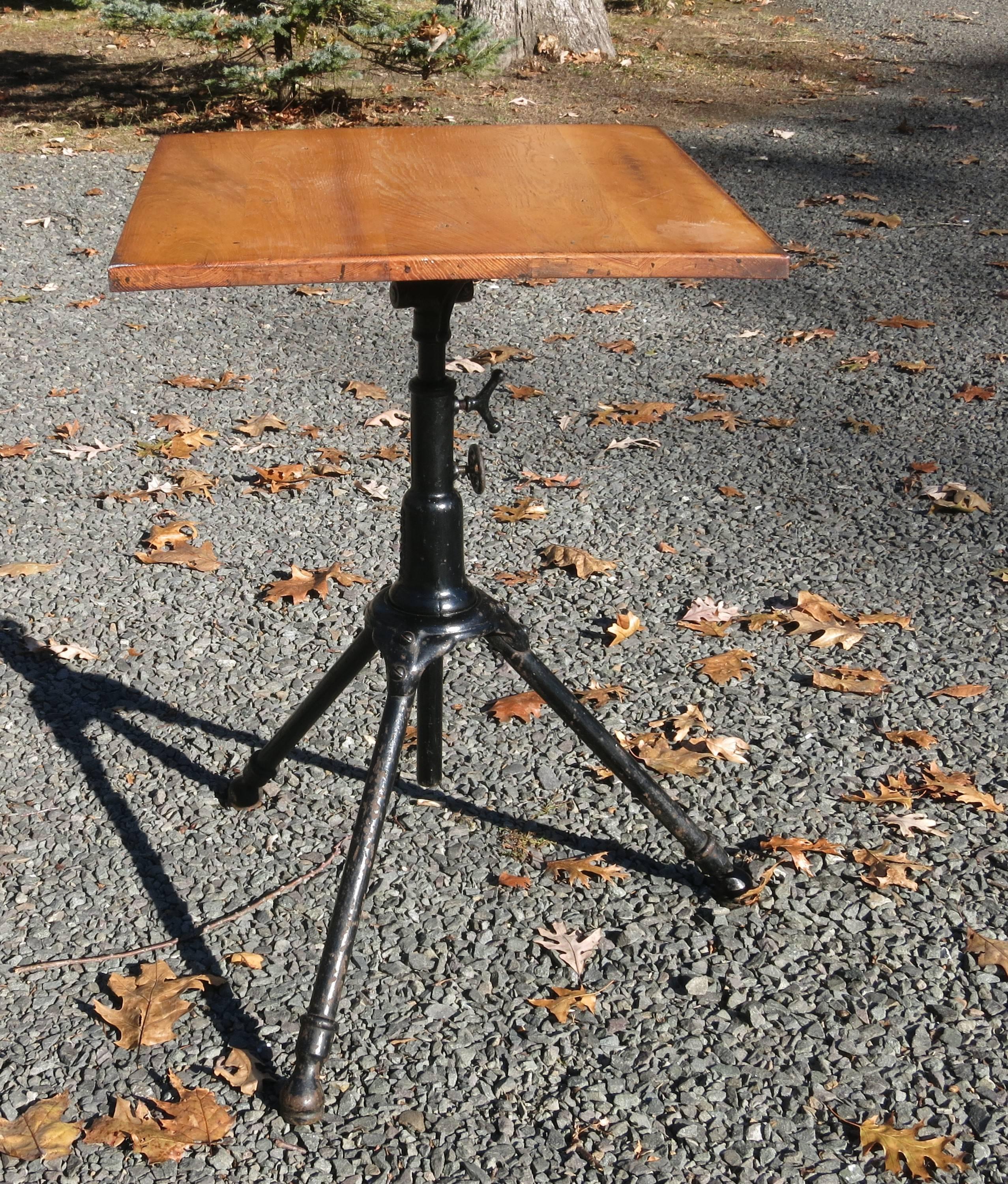 Great 1910 adjustable table by A. Hoffman Rochester NY. The top is 24