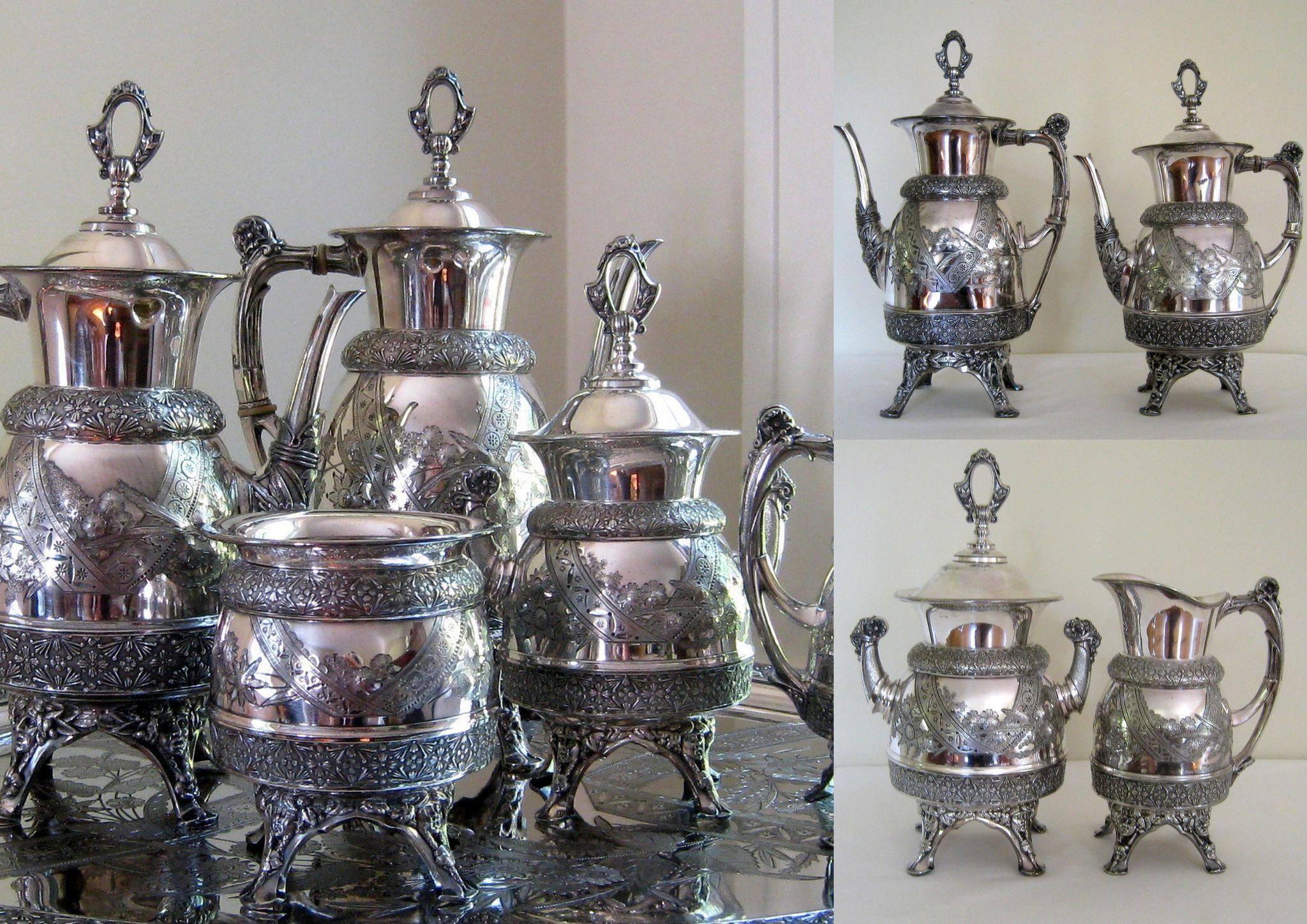 victorian silver plated tea set