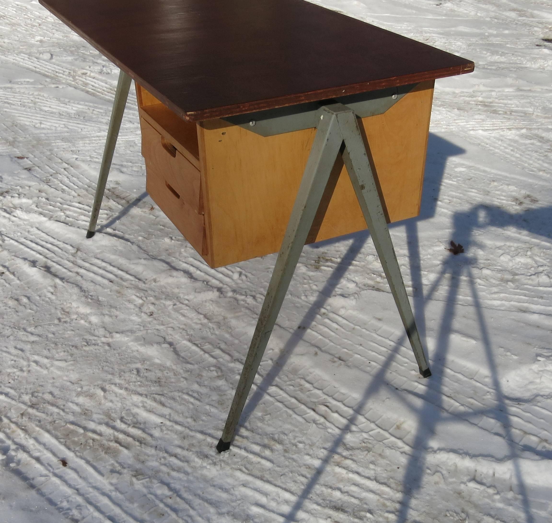 Minimalist Vintage 1950s Marko Desk, Netherlands Industrial Desk