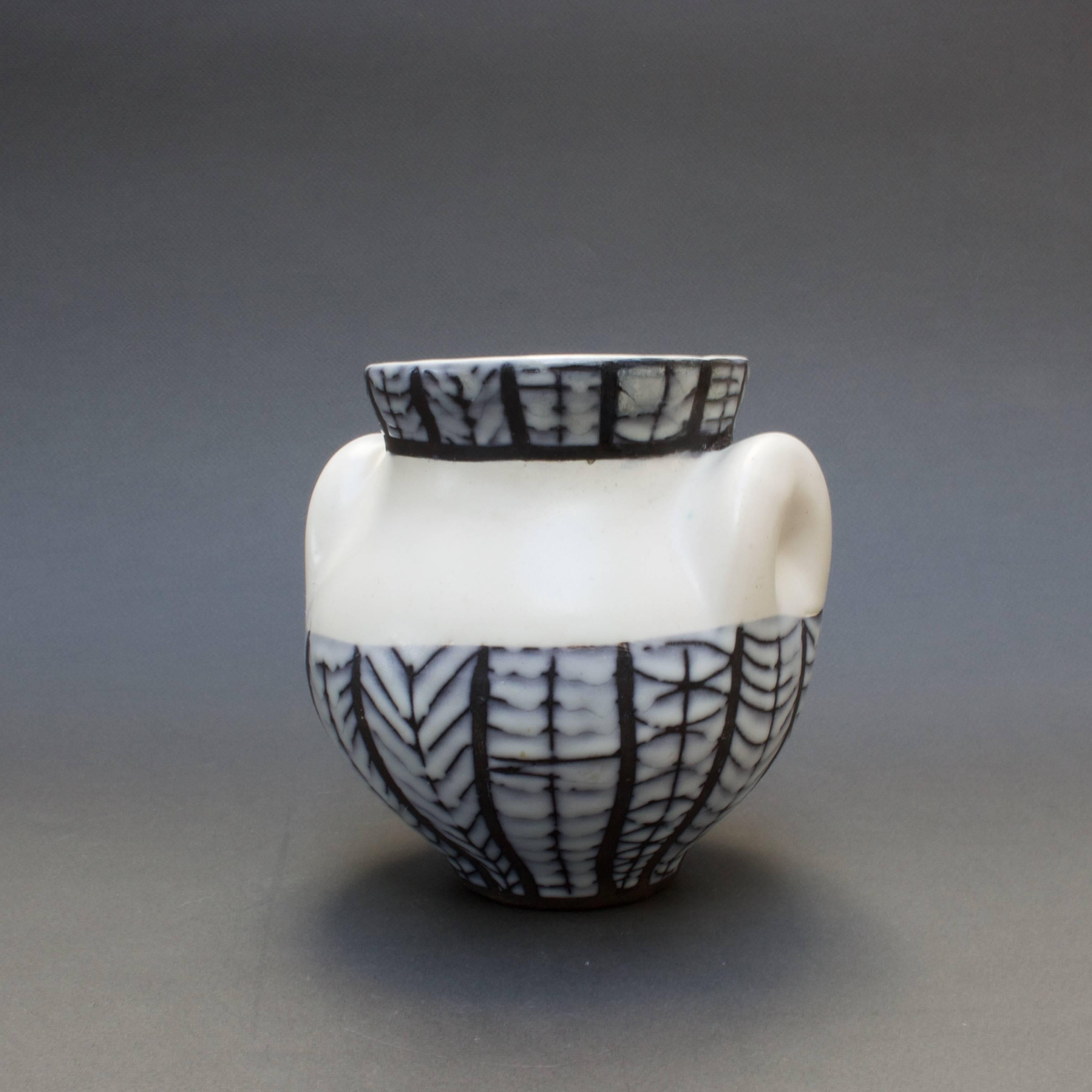 Mid-Century Modern Ceramic 'Eared' Vase 'Vase à Oreilles' by Roger Capron, Vallauris, France, 1950s