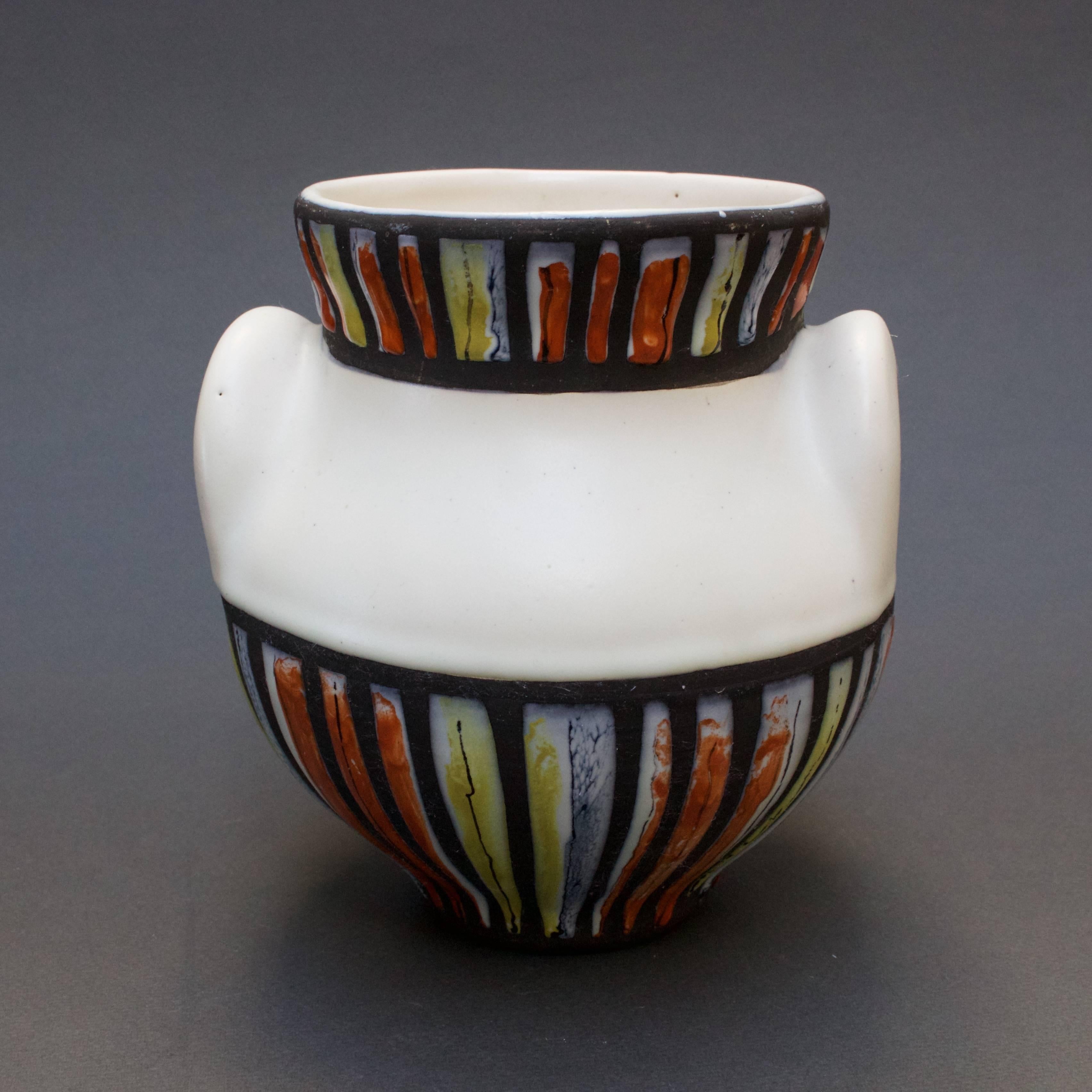 Mid-Century Modern Ceramic 'Eared' Vase 'Vase à Oreilles' by Roger Capron, Vallauris, France, 1950s