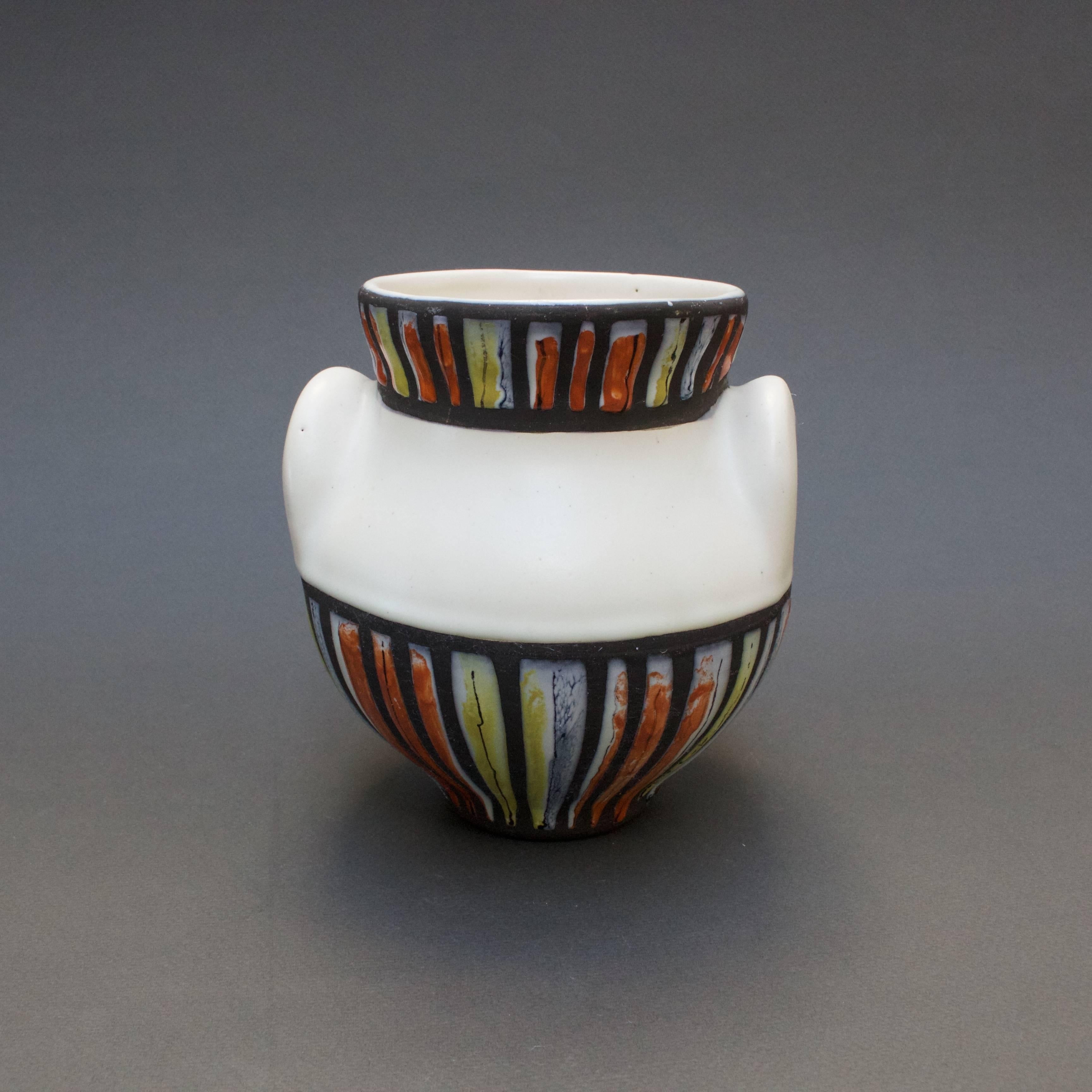 Glazed Ceramic 'Eared' Vase 'Vase à Oreilles' by Roger Capron, Vallauris, France, 1950s
