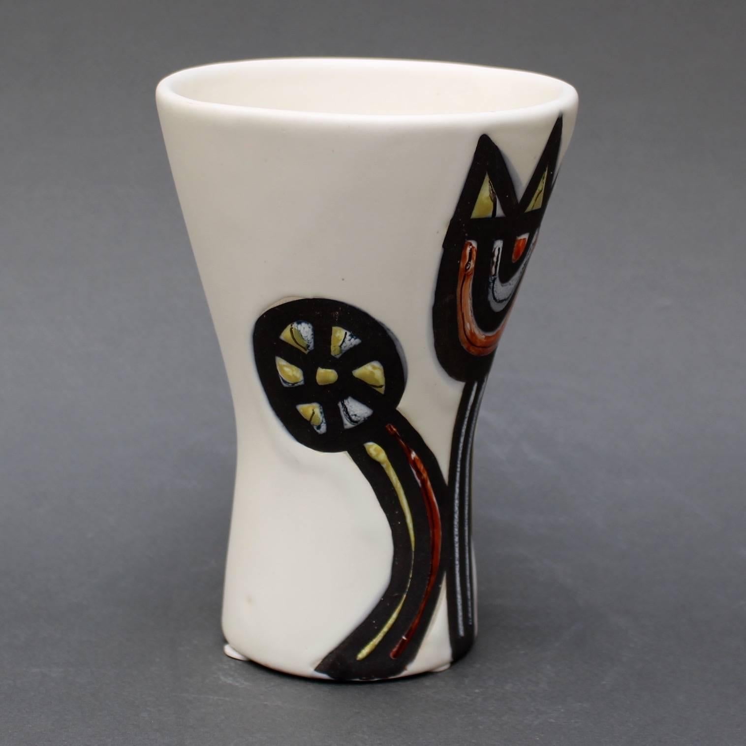 Mid-Century Modern Vase with Tulips by Roger Capron, 1950s