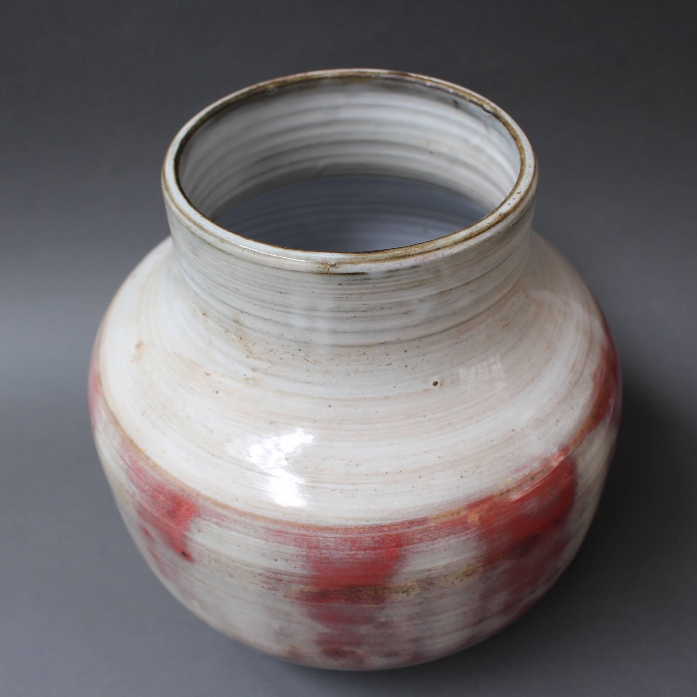 Mid-Century Modern Mid-Century Red and White Glazed Ceramic Vase by Jacques Pouchain