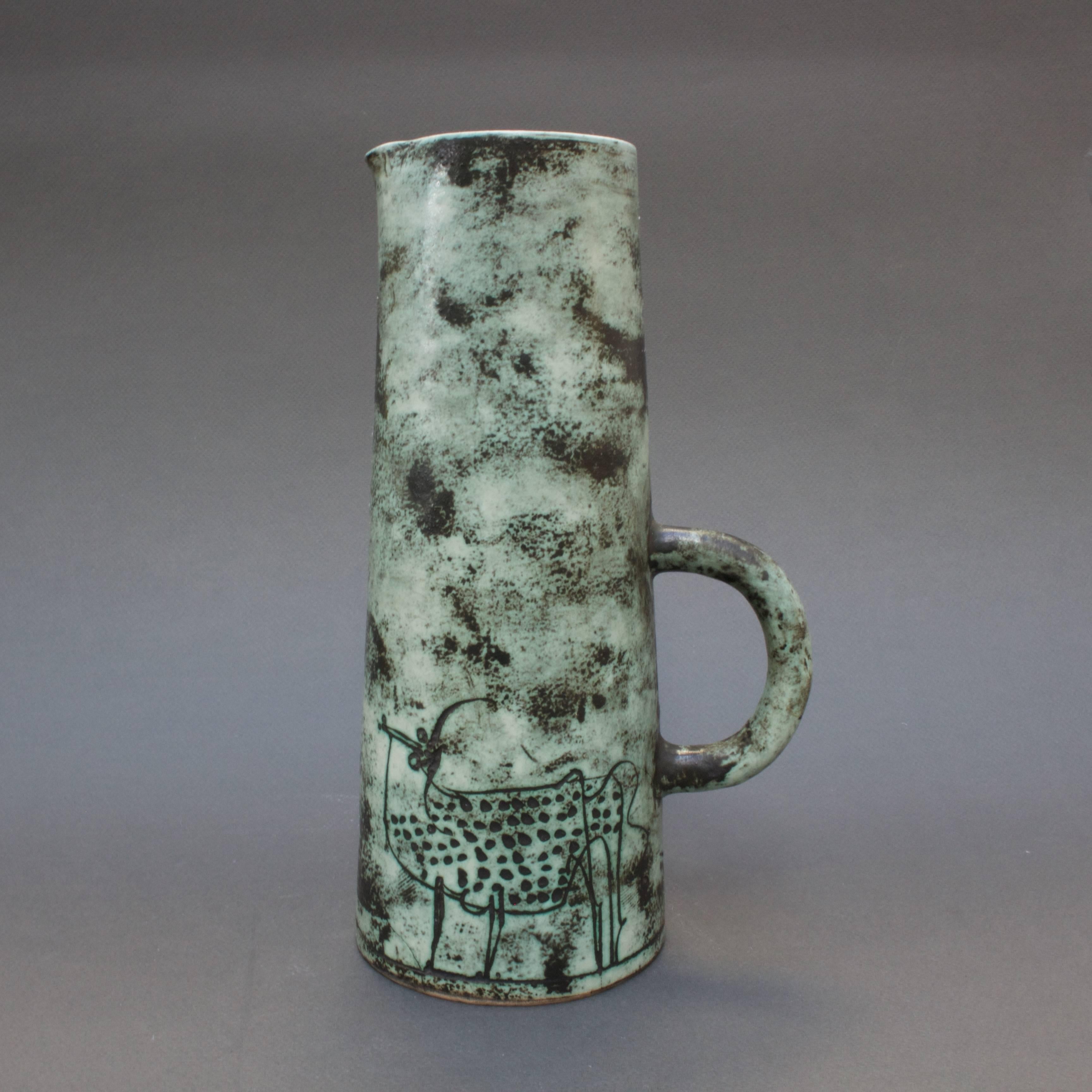 Ceramic pitcher (1950s - 1960s) by Jacques Blin (1920 - 1995), an engineer by trade but with a love for the visual arts and an immediately recognisable style. A way of working characterised by a more or less misty appearance of the glaze and by