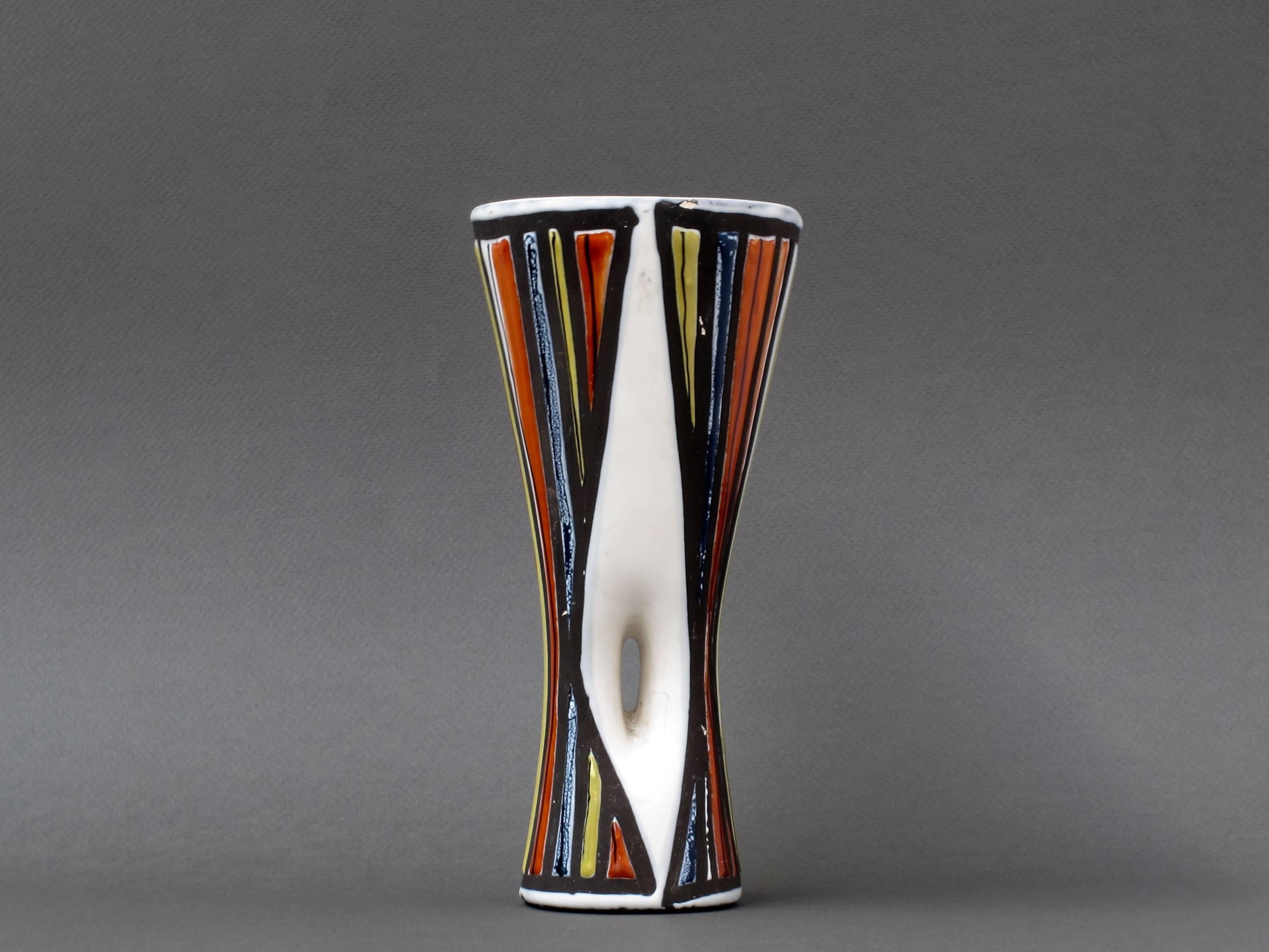 French Roger Capron Multicolored 'Pyjama' Style Vase, 1950s