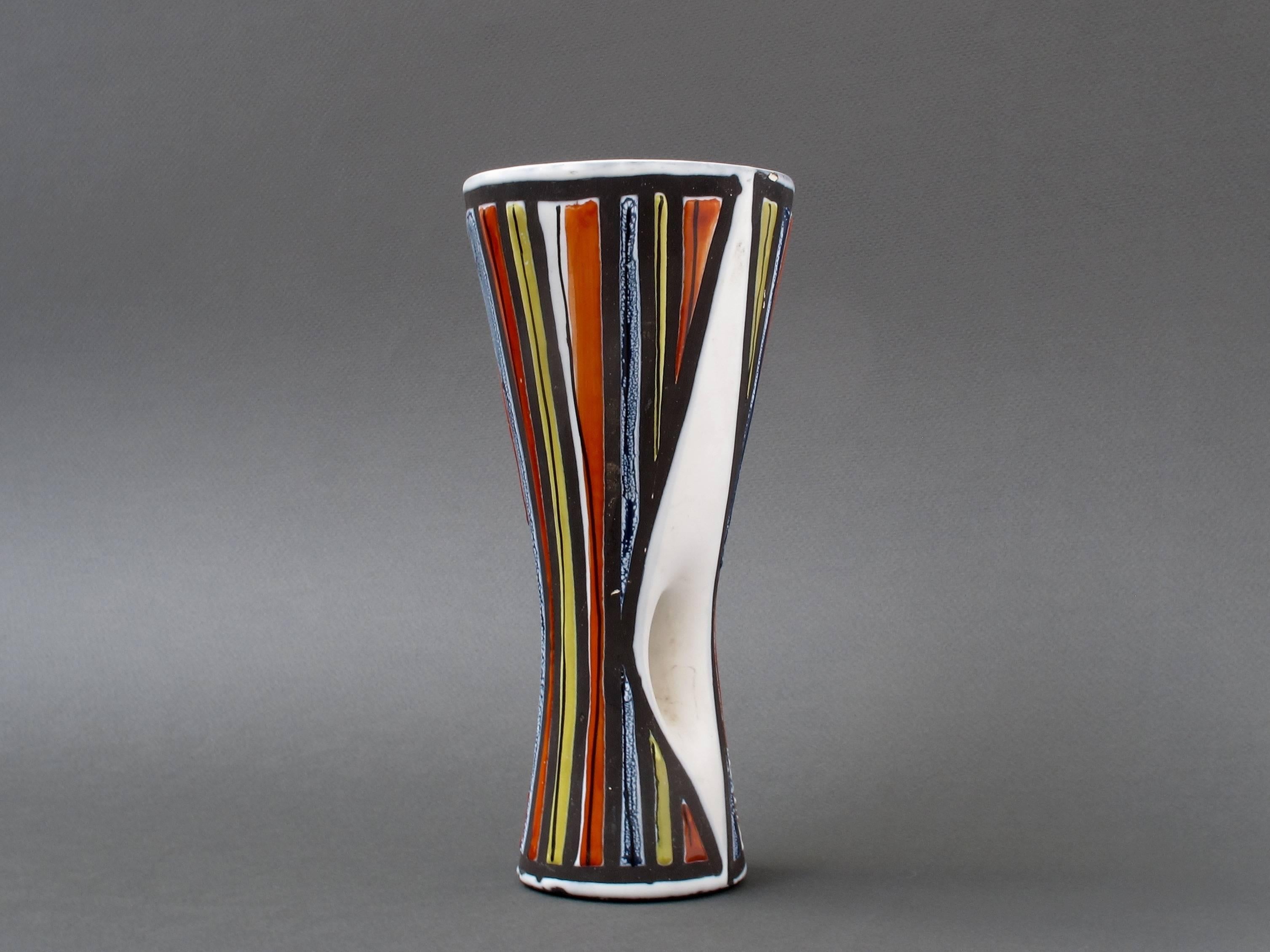 Glazed Roger Capron Multicolored 'Pyjama' Style Vase, 1950s