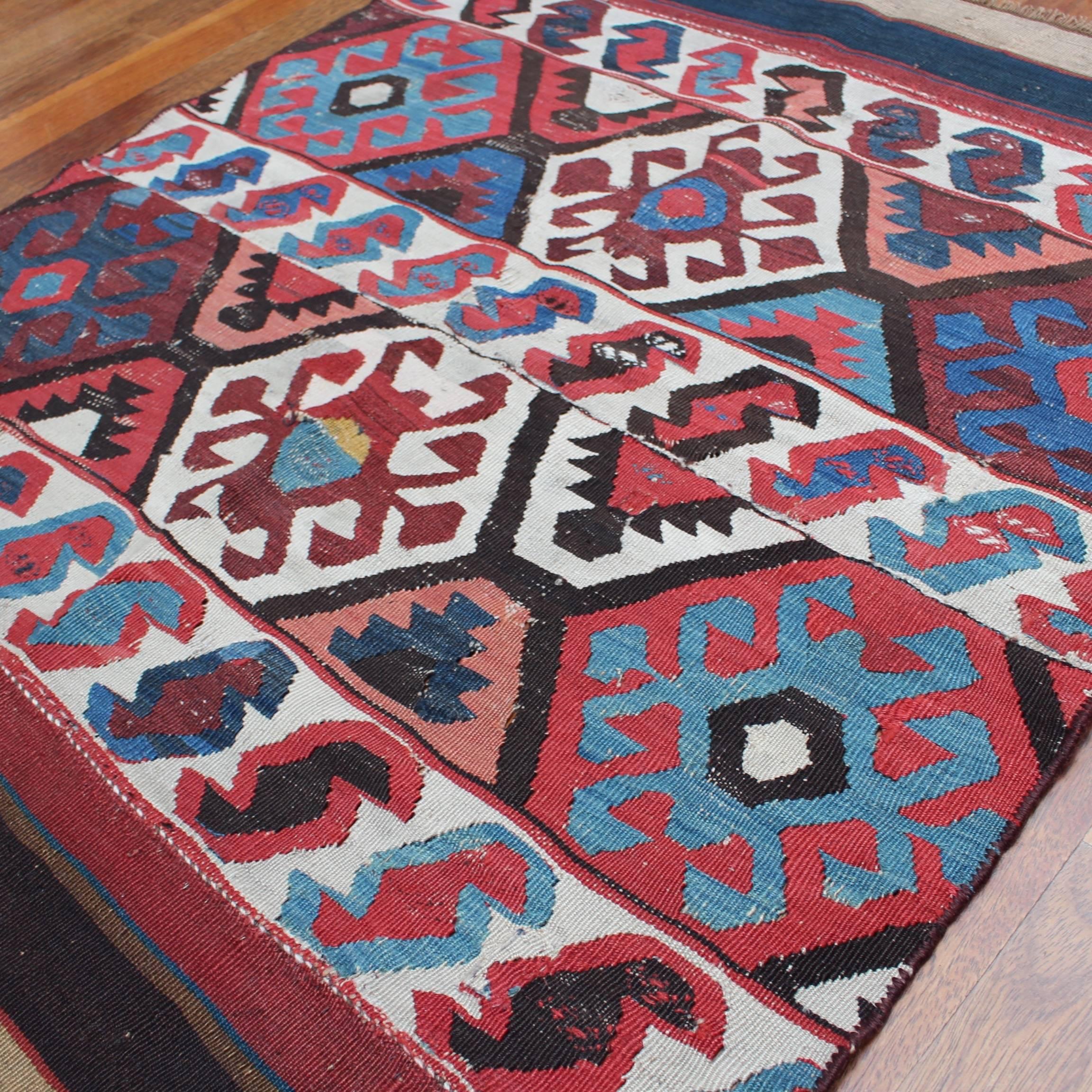 Woven Turkish Kilim Antique Rug, circa Early 1900s For Sale