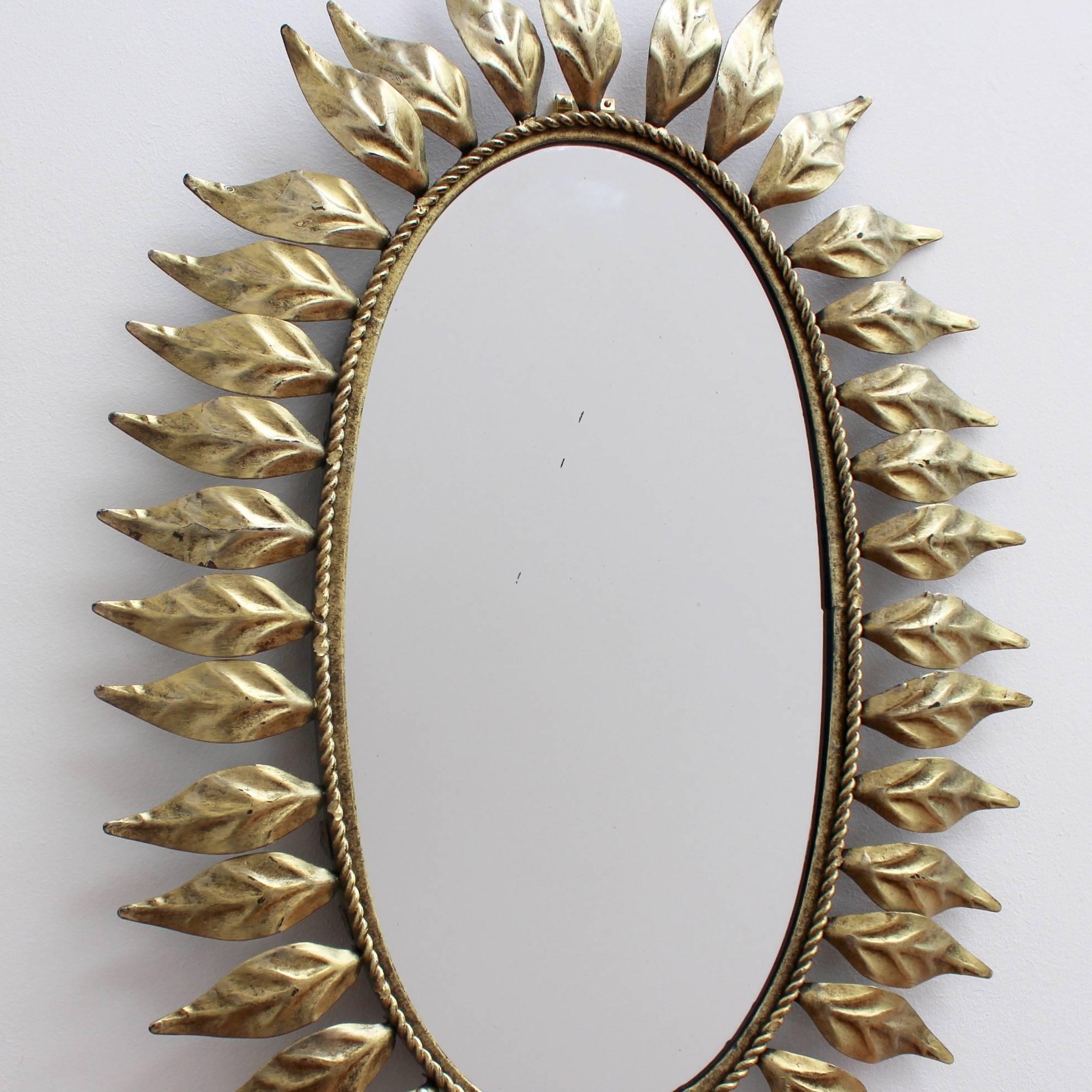 Spanish Gilt Metal Sunburst Mirror, circa 1960s 4
