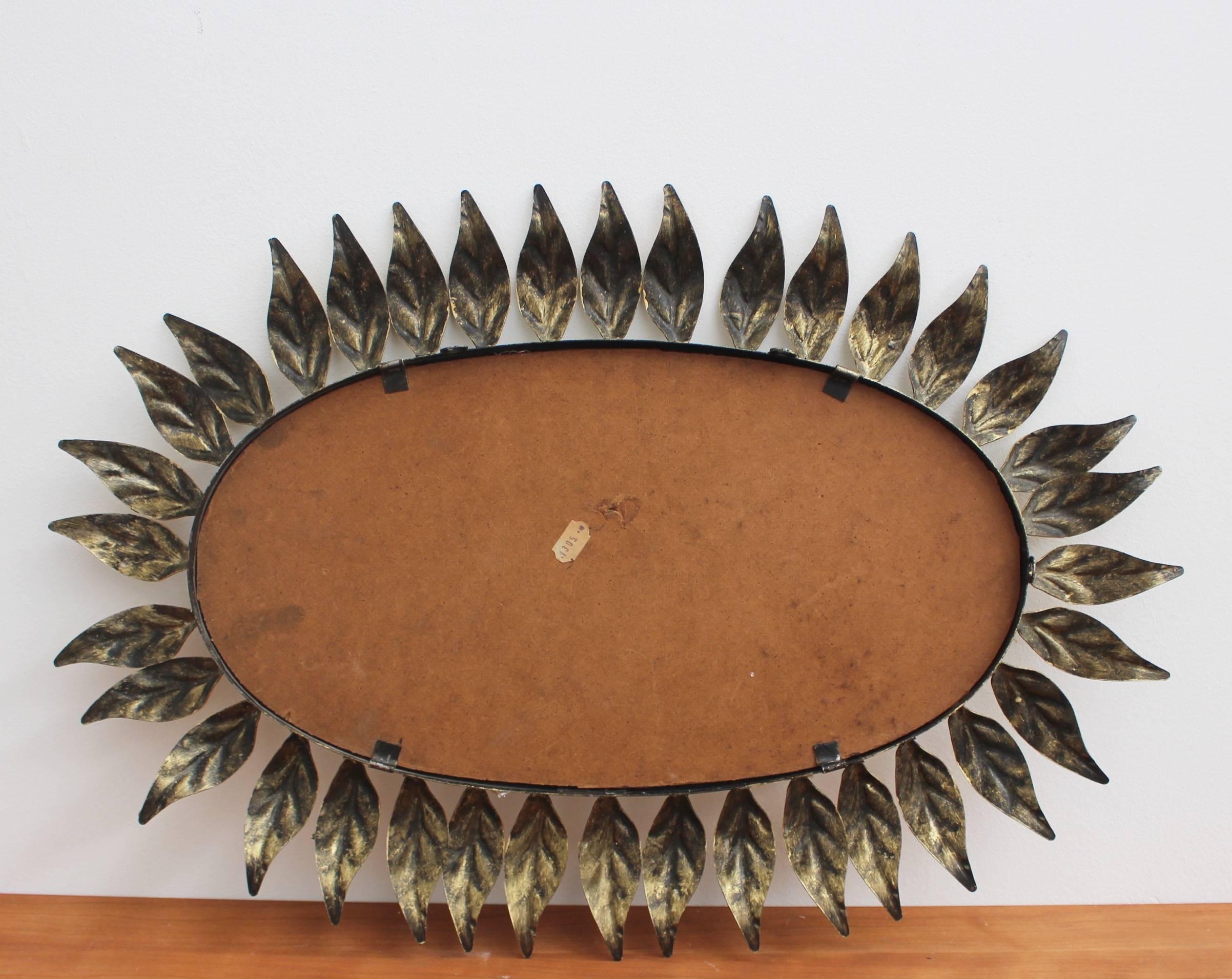 Spanish Gilt Metal Sunburst Mirror, circa 1960s 1