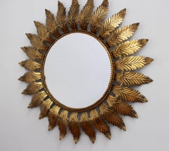 Spanish Gilt Metal Sunburst Mirror, circa 1950s