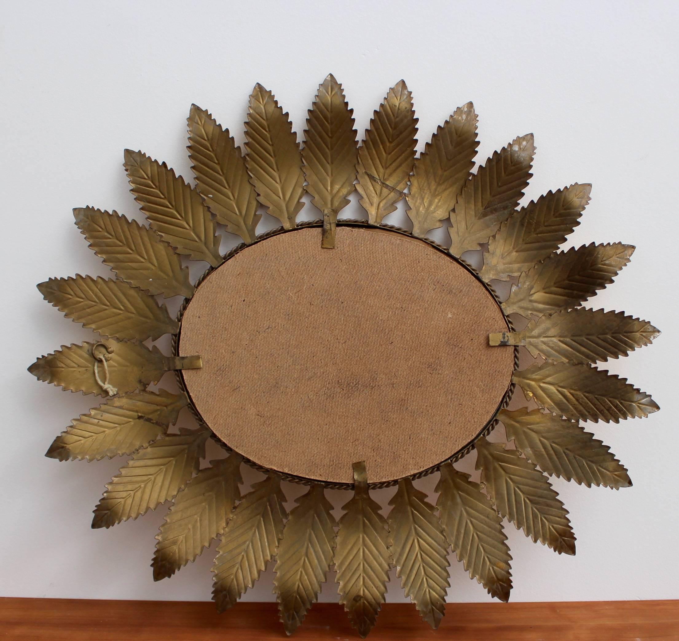 Spanish Gilt Metal Sunburst Mirror, circa 1950s 1