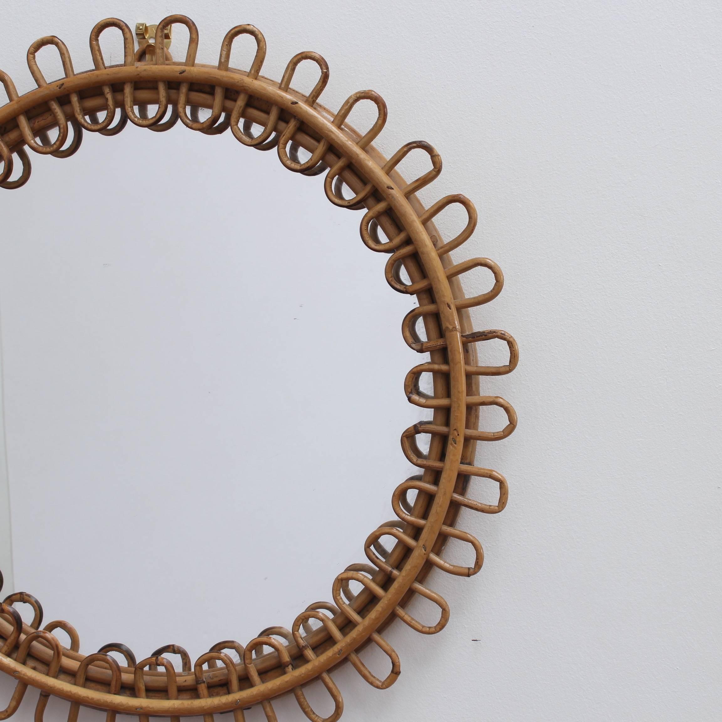 Midcentury Italian Rattan and Bamboo Mirror, circa 1960s 1