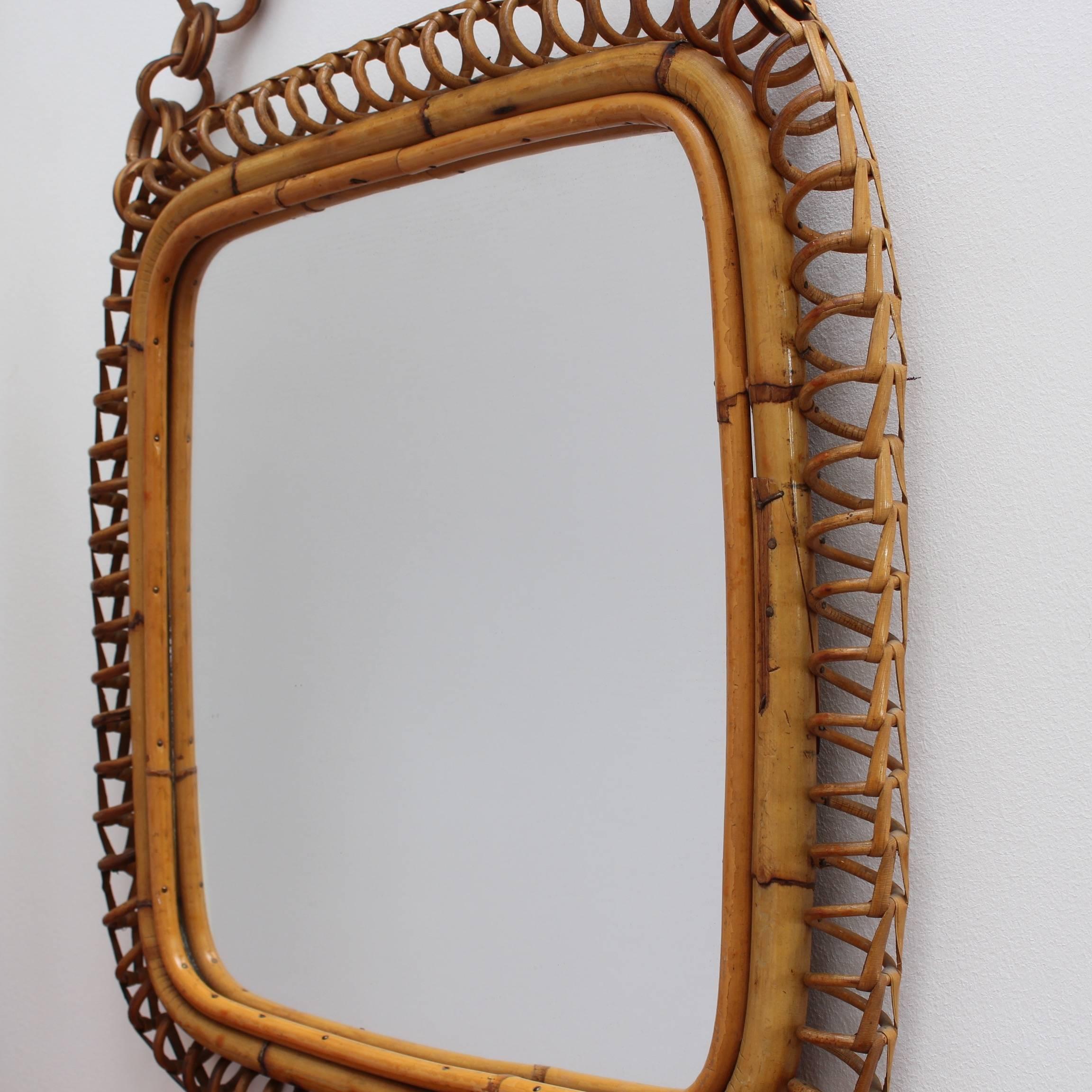 Italian Rattan and Bamboo Vintage Mirror In Excellent Condition In London, GB