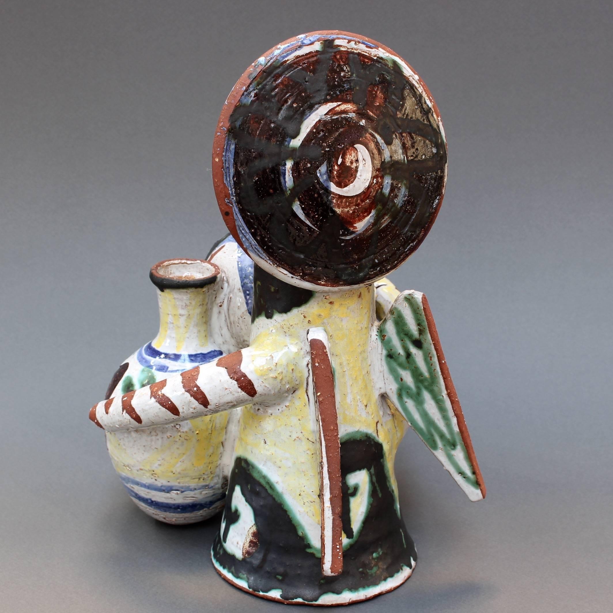 Midcentury Ceramic Angel With Amphorae Sculpture, Vallauris, France, circa 1950s In Good Condition In London, GB
