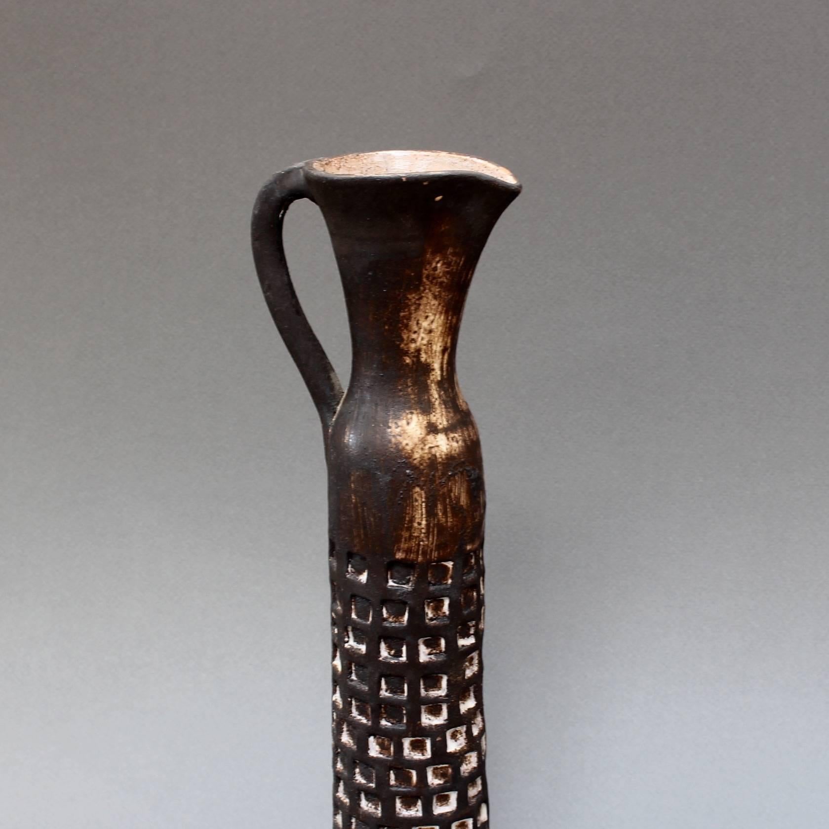 Decorative Ceramic Flower Vase Attributed to Jacques Pouchain, circa 1950s 1