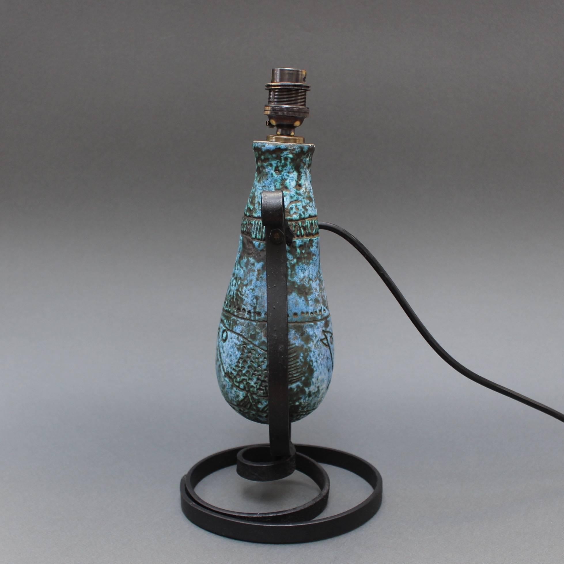 Blue Ceramic Table Lamp by Jacques Blin (circa 1950s) 4