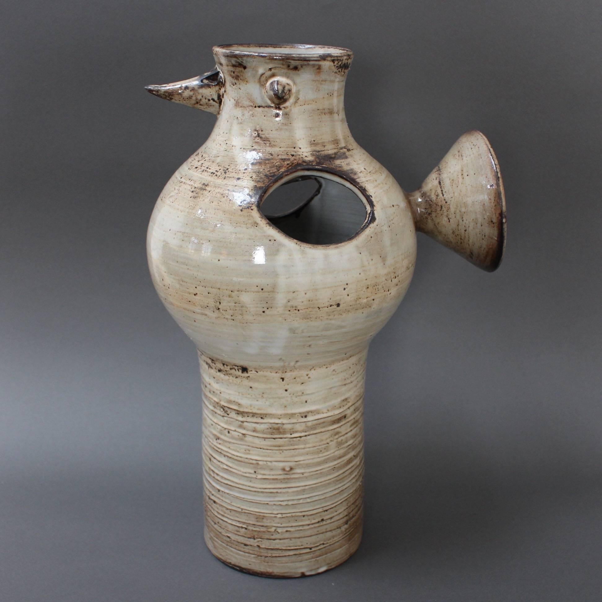 Mid-Century Modern Glazed Ceramic Stylised Bird Vase by Jacques Pouchain, circa 1960s