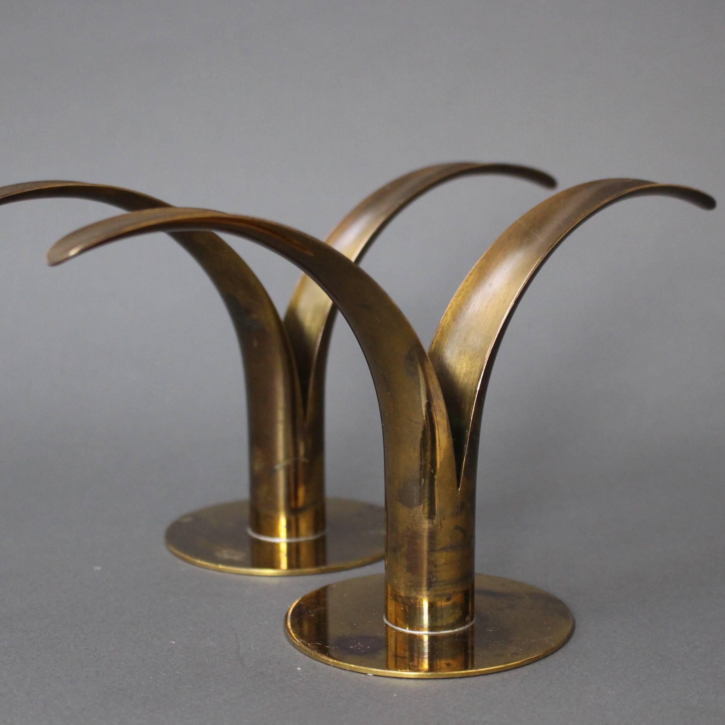 Swedish Pair of Midcentury Split Leaf Lily Candle Holders by Scan Sweden