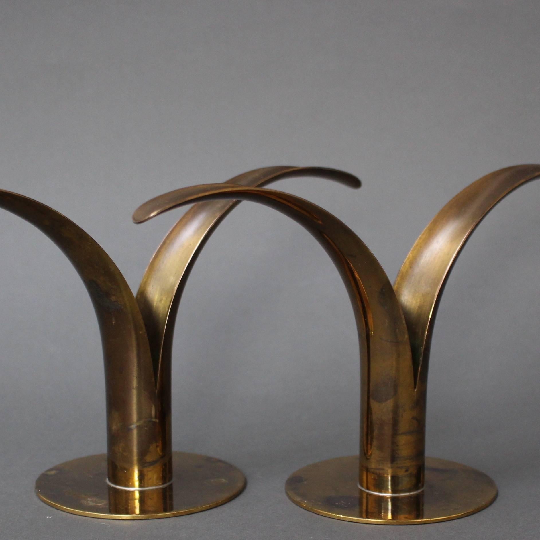 Pair of Midcentury Split Leaf Lily Candle Holders by Scan Sweden In Good Condition In London, GB